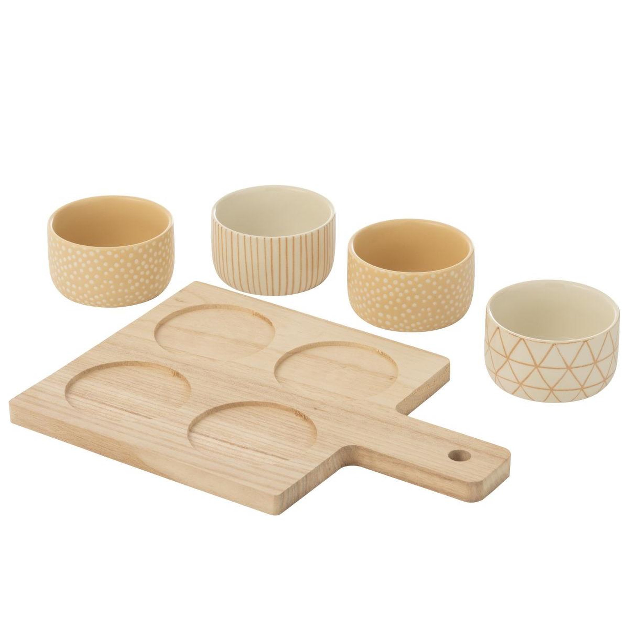 Voir la diapositive 2 : J-LINE Service Apéritif 5 Pièces  Avery  31cm Crème & Blanc