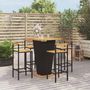 Voir la diapositive 1 : VIDAXL Ensemble de bar jardin 5 pcs noir poly rotin/bois massif acacia