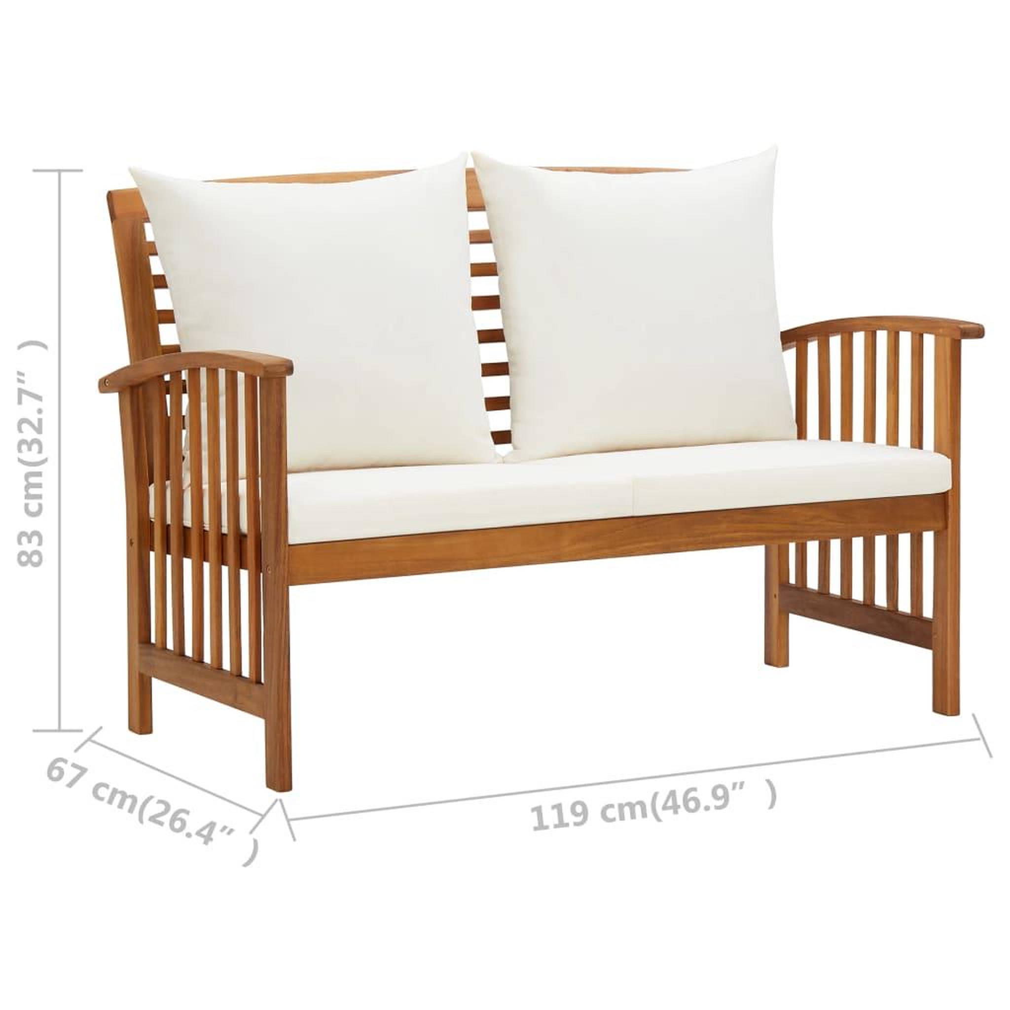 Voir la diapositive 6 : VIDAXL Salon de jardin 3 pcs avec coussins Bois d'acacia massif