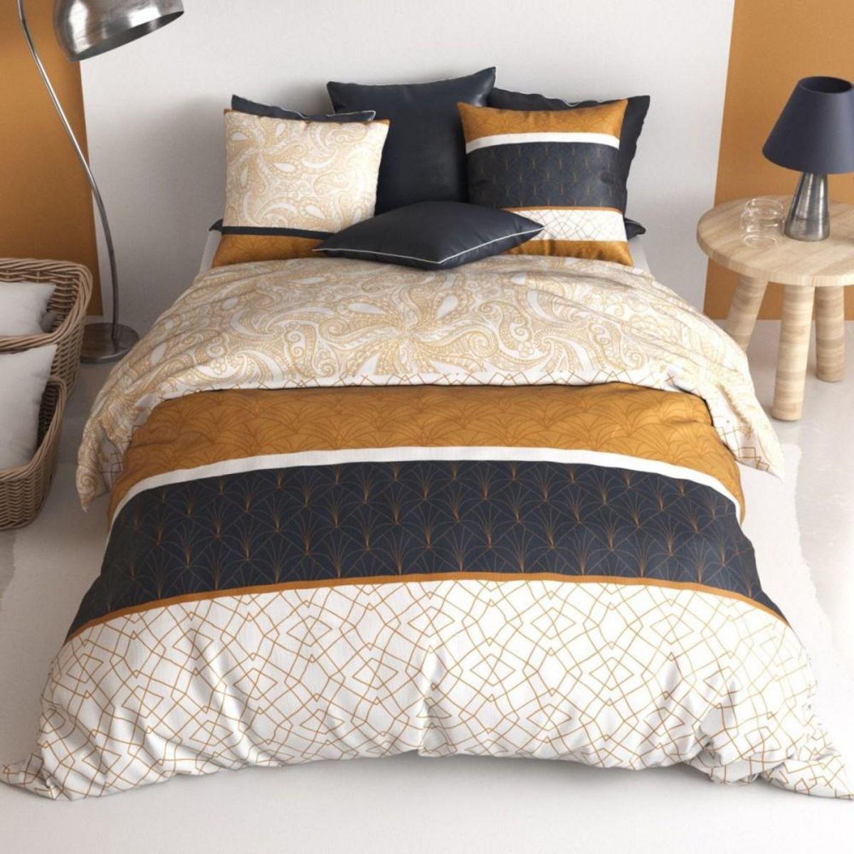 ATELIER DU COTON Housse de couette 240x220 FELORA + 2 taies coton 57 fils