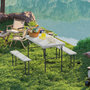 Voir la diapositive 2 : OUTSUNNY Ensemble table 2 bancs pliables avec poignées - usage pique-nique camping - métal époxy HDPE gris clair