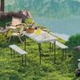 Voir la diapositive 2 : OUTSUNNY Ensemble table 2 bancs pliables avec poignées - usage pique-nique camping - métal époxy HDPE gris clair