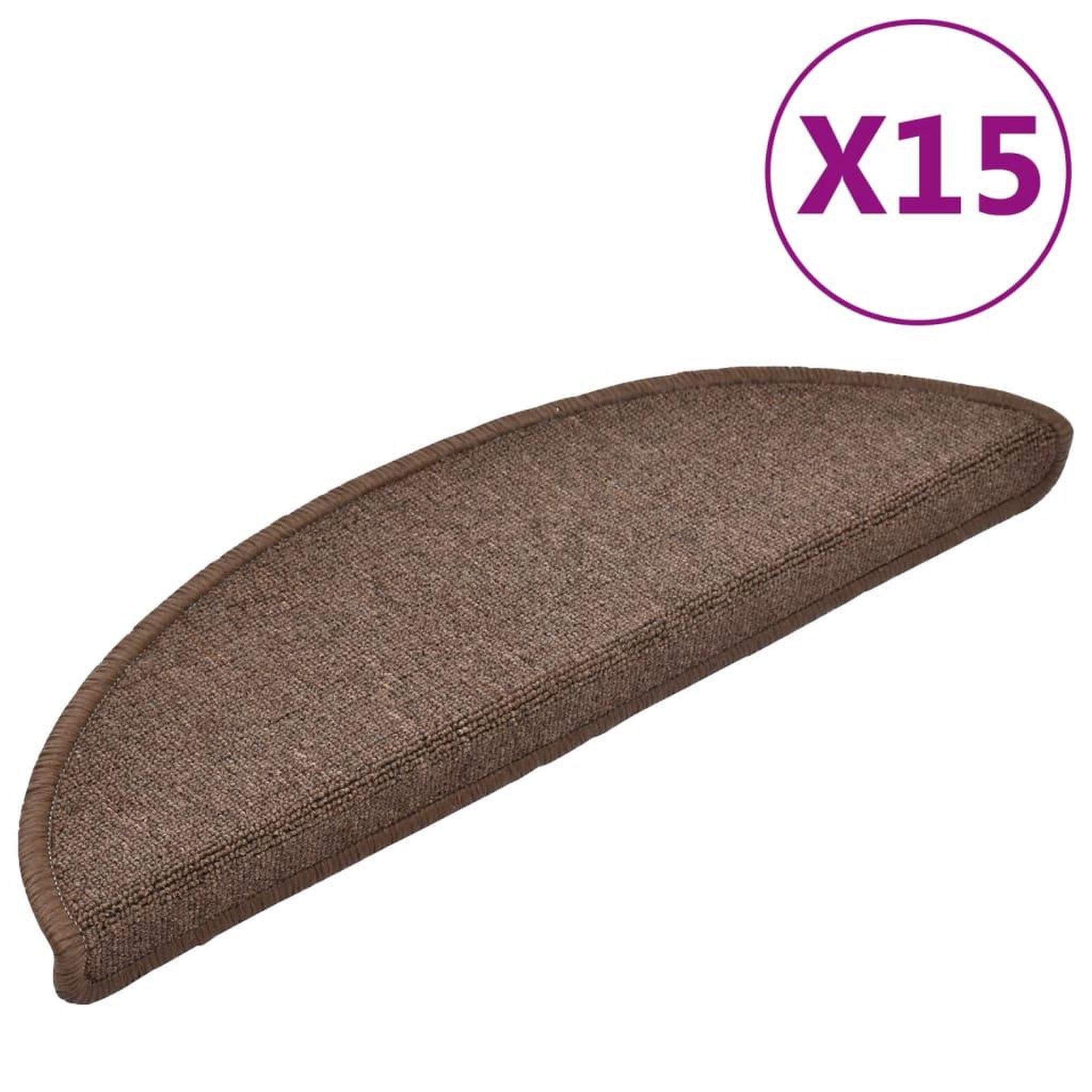 Voir la diapositive 2 : VIDAXL Tapis d'escalier 15 pcs Marron cafe 56 x 17 x 3 cm