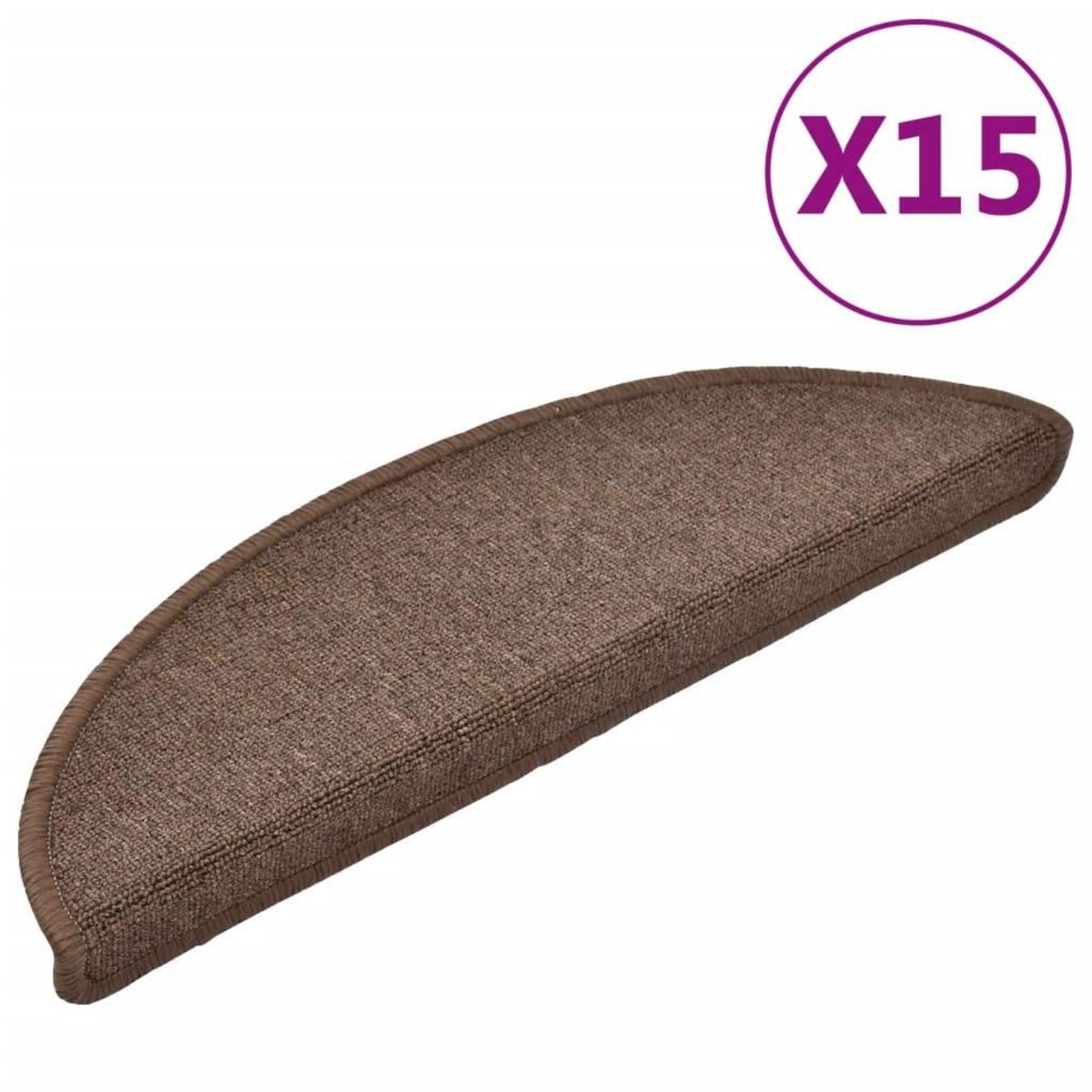 VIDAXL Tapis d'escalier 15 pcs Marron cafe 56 x 17 x 3 cm