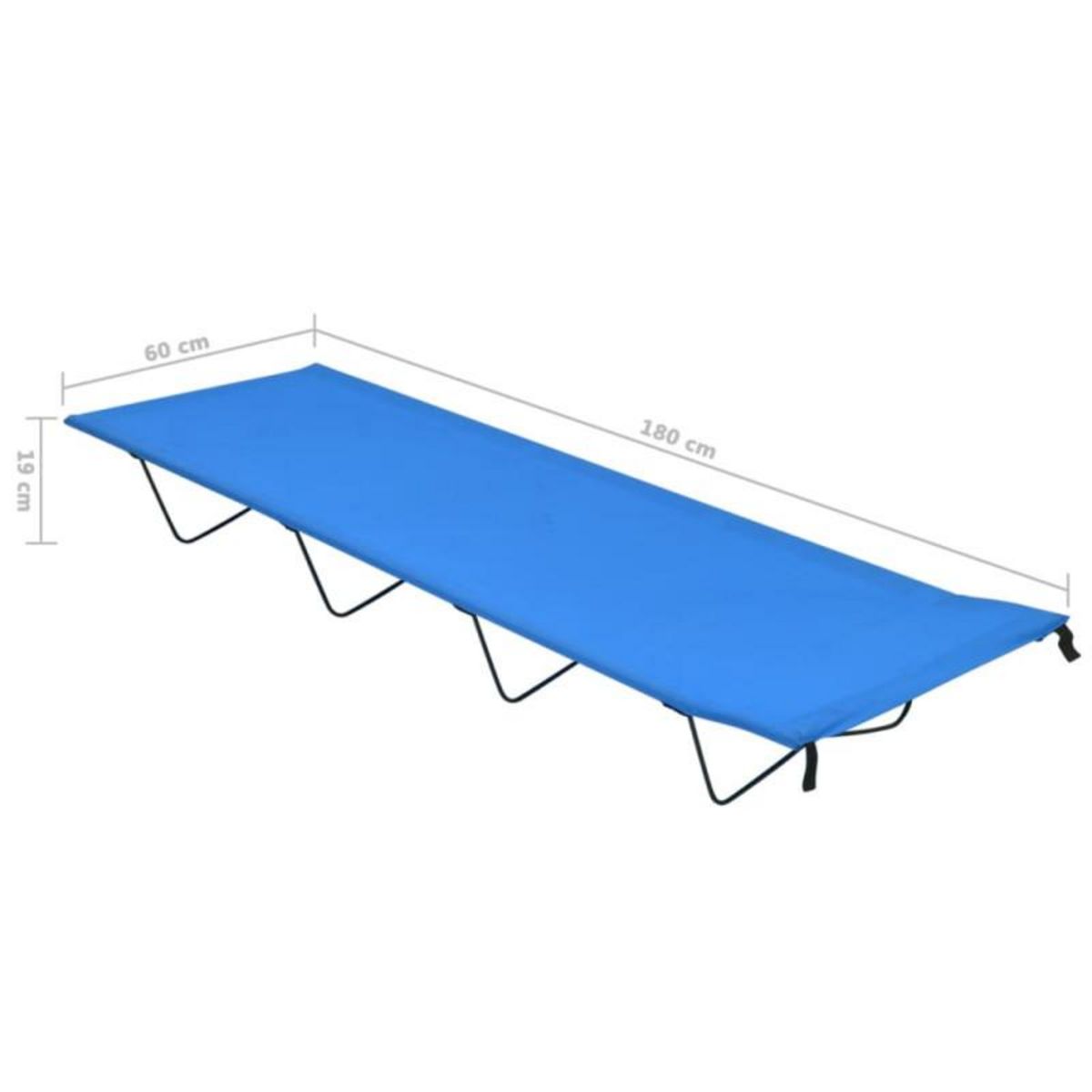 VIDAXL Lit de camping 180x60x19 cm Tissu Oxford et acier Bleu