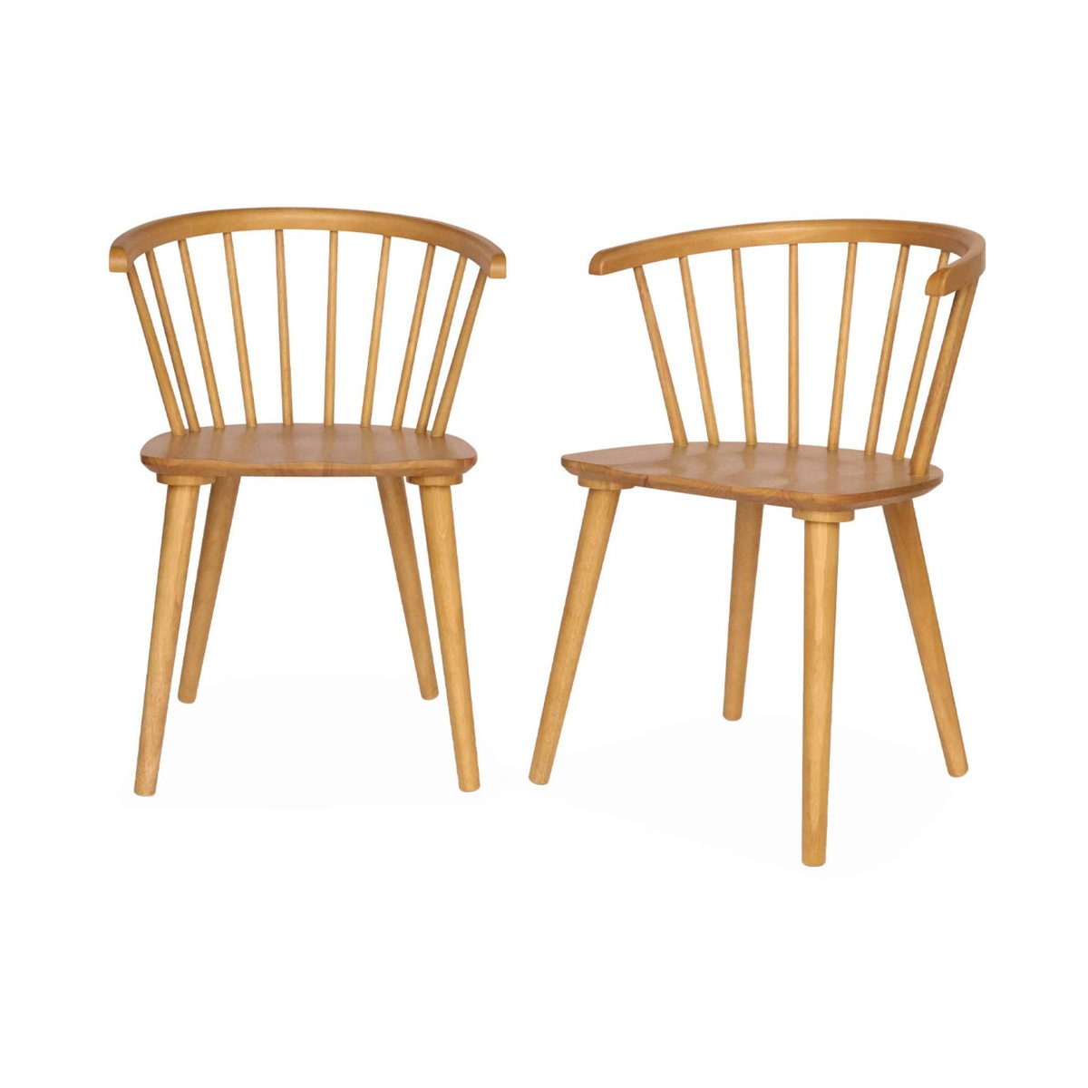 SWEEEK Lot de 2 chaises naturelles à barreaux en bois et contreplaqué. Paula. L 51 x P 53 x H 75cm