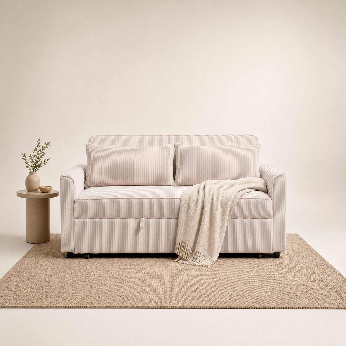 BEST MOBILIER Ernest - canapé droit 3 places convertible en velours côtelé