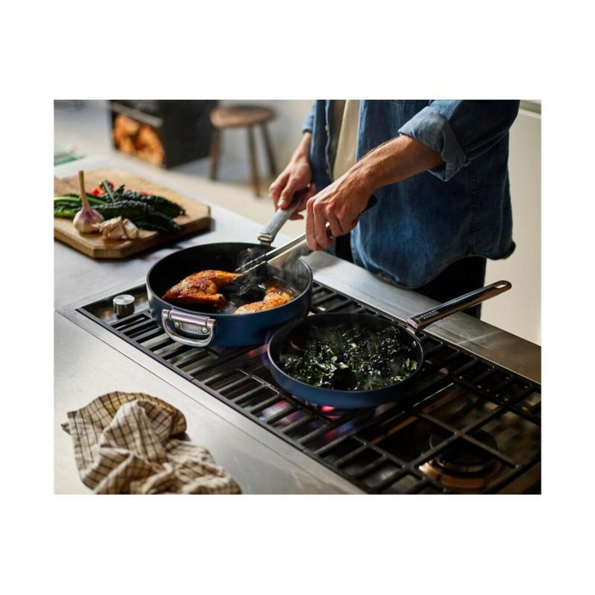 Joseph Joseph Casserole Joseph Joseph Set de 2 poeles 24 et 28cm + 1 separateur protege ustensiles