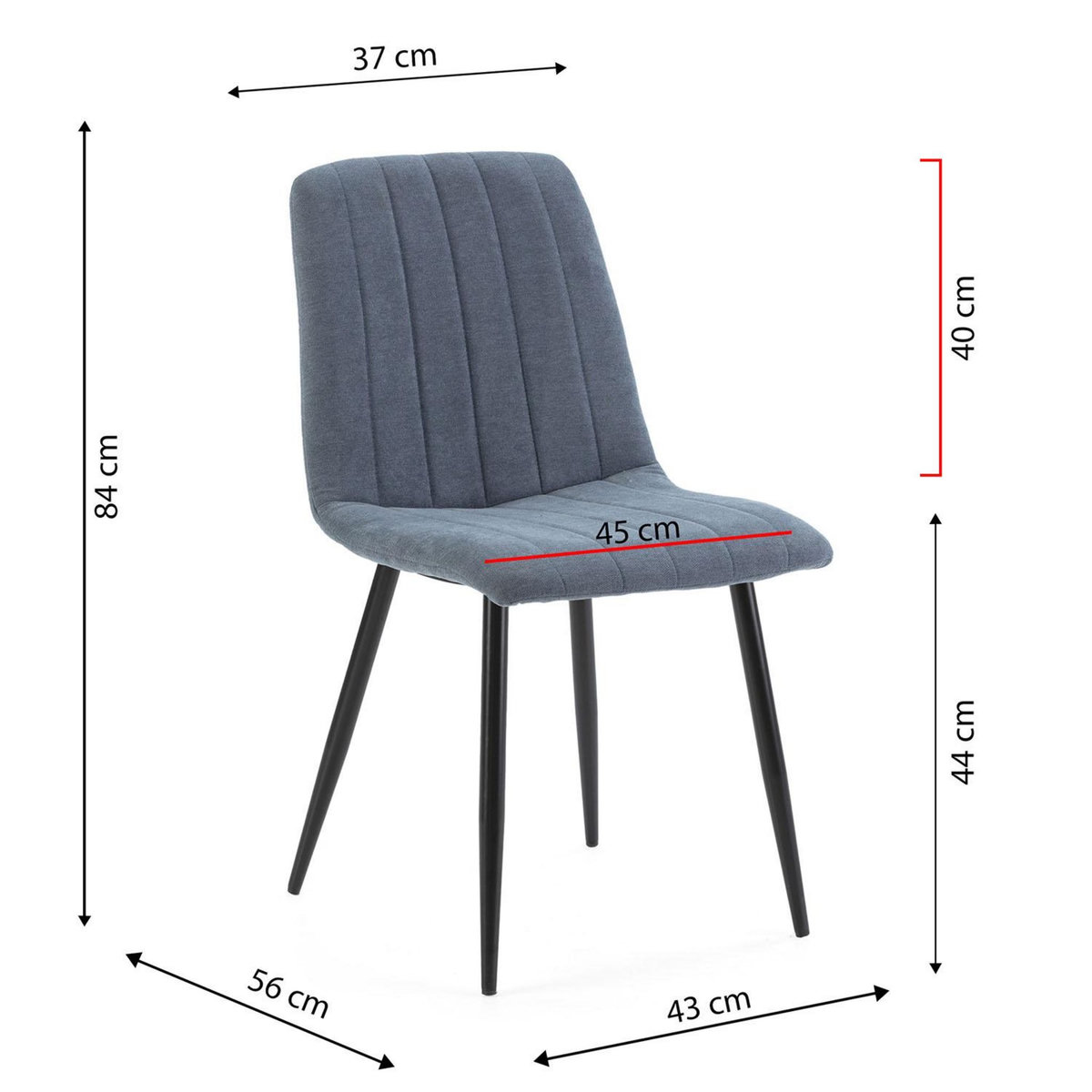 VS VENTA-STOCK Pack 4 chaises Sagi recouvertes de tissu bleu