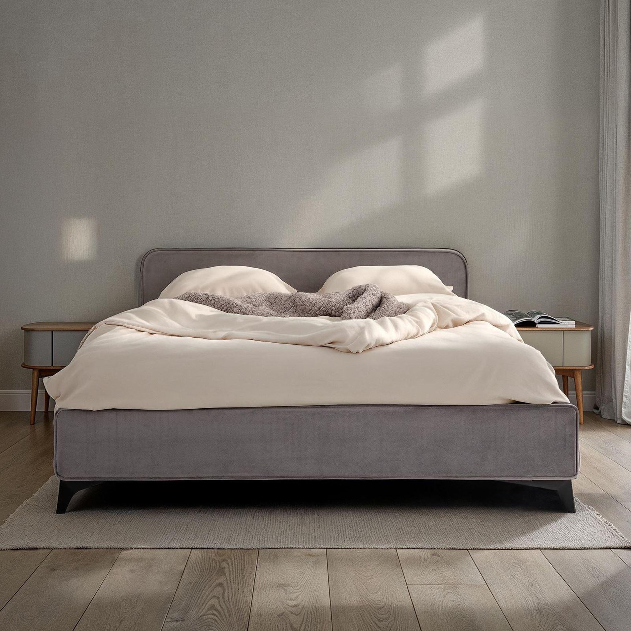 Voir la diapositive 2 : IDIMEX Lit double RAVELLO 140 x 190 cm, revêtement en tissu