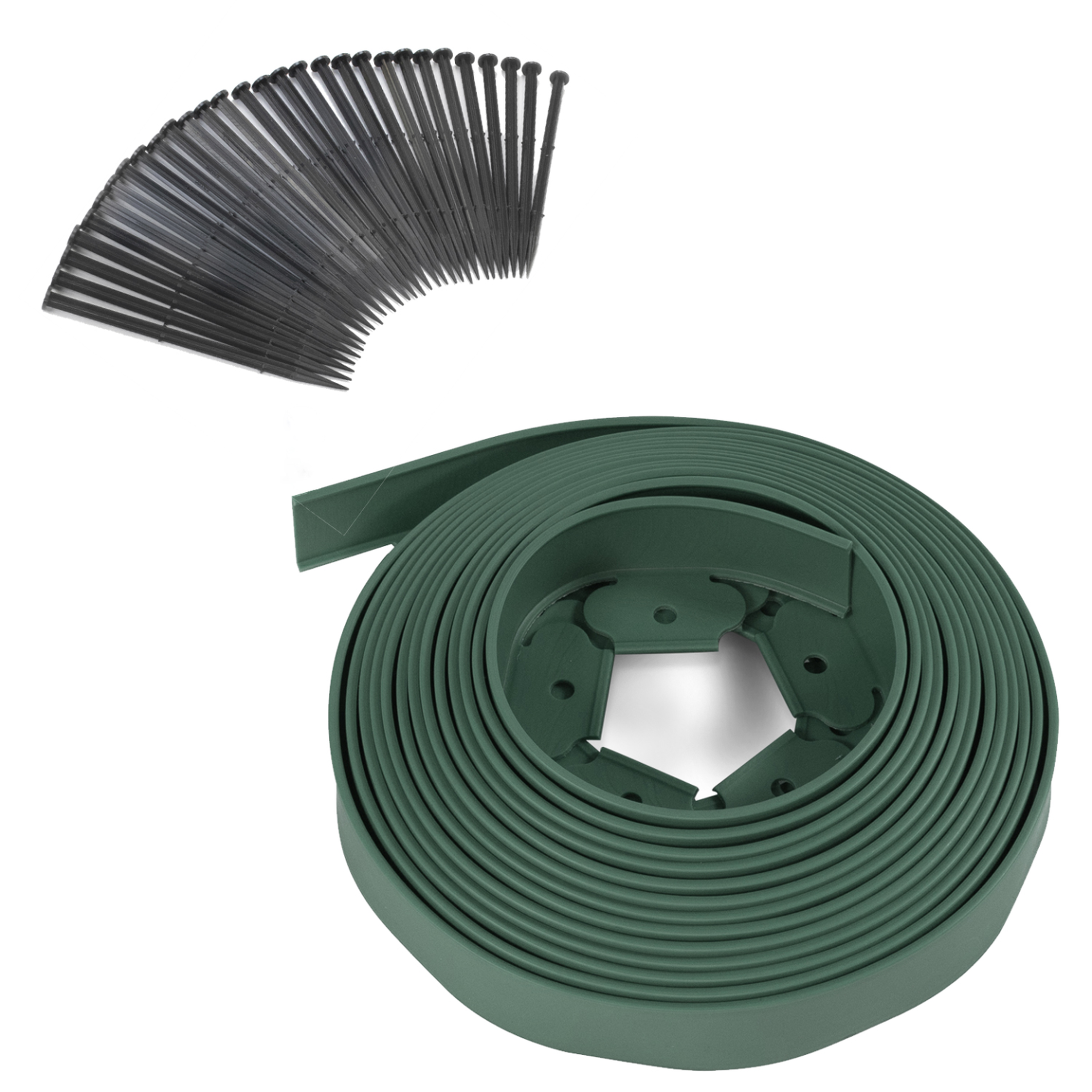 ID MARKET Bordurette de jardin flexible 10 m verte hauteur 5 cm + 30 piquets