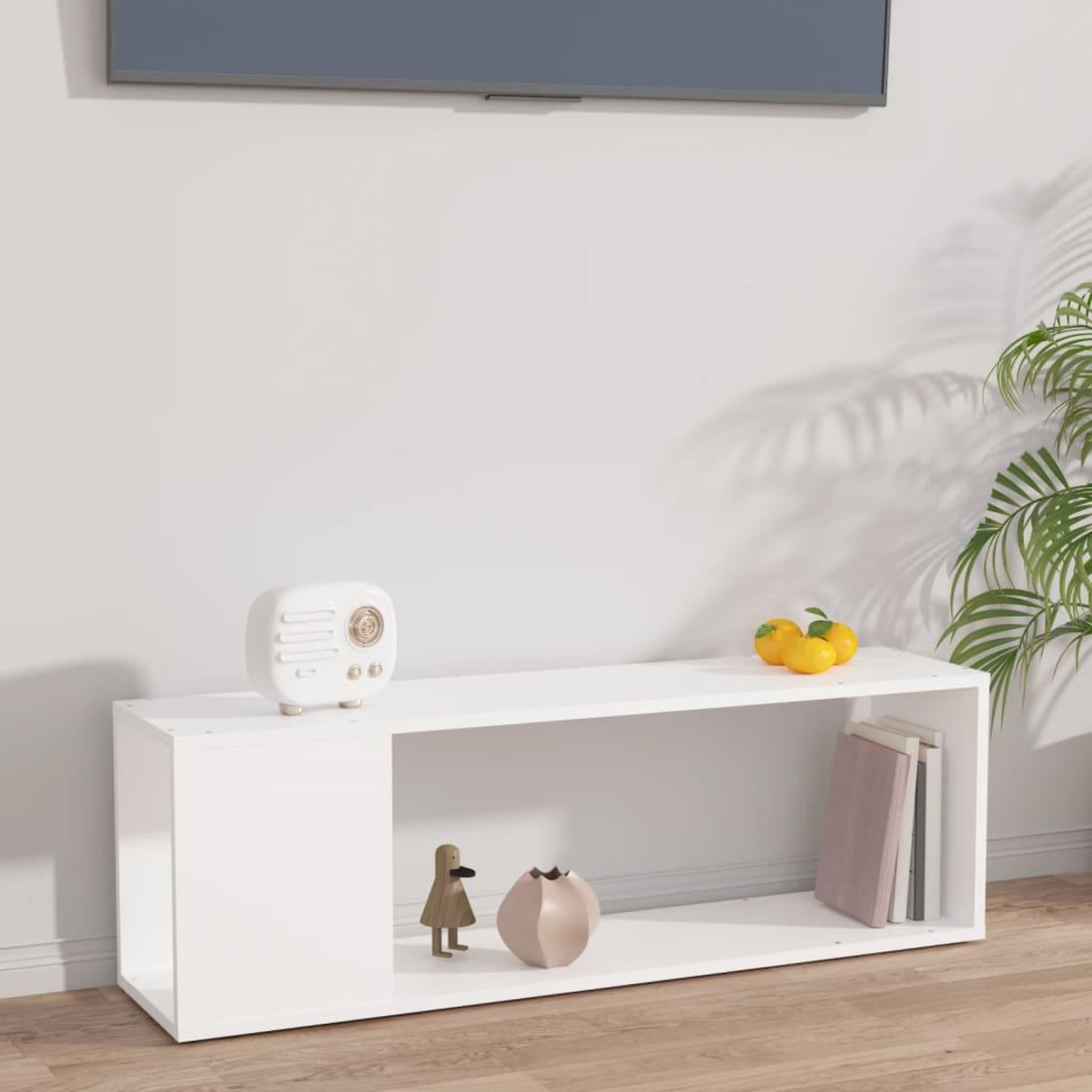 Voir la diapositive 1 : VIDAXL Meuble TV Blanc 100x24x32 cm Bois d'ingenierie