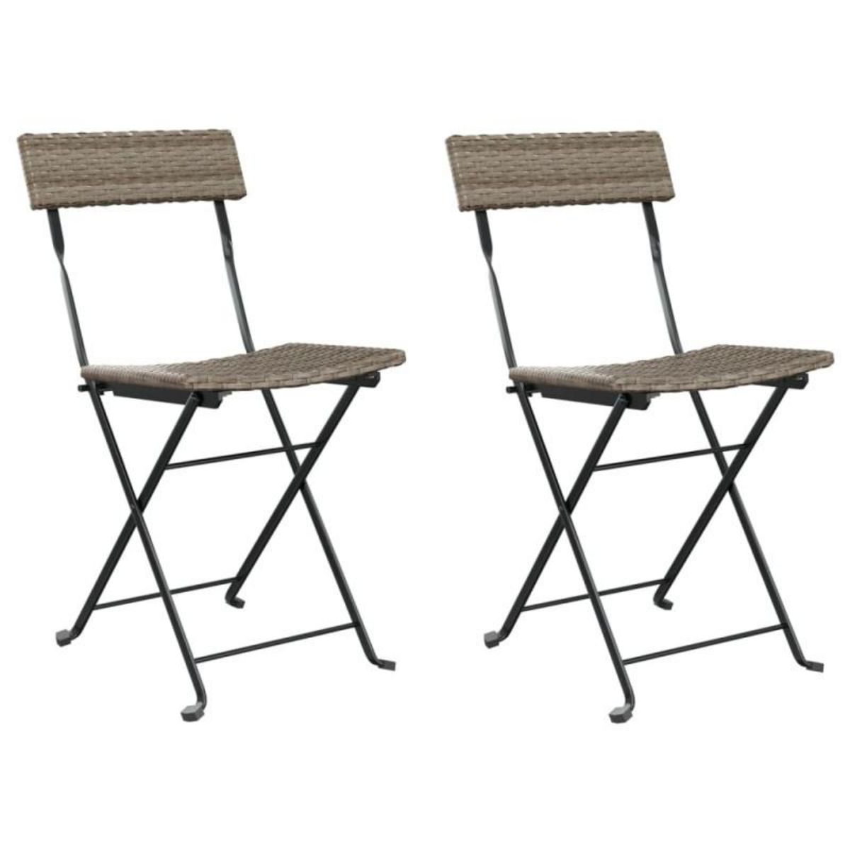 VIDAXL Chaises de bistrot pliantes lot de 2 Gris Résine tressée acier