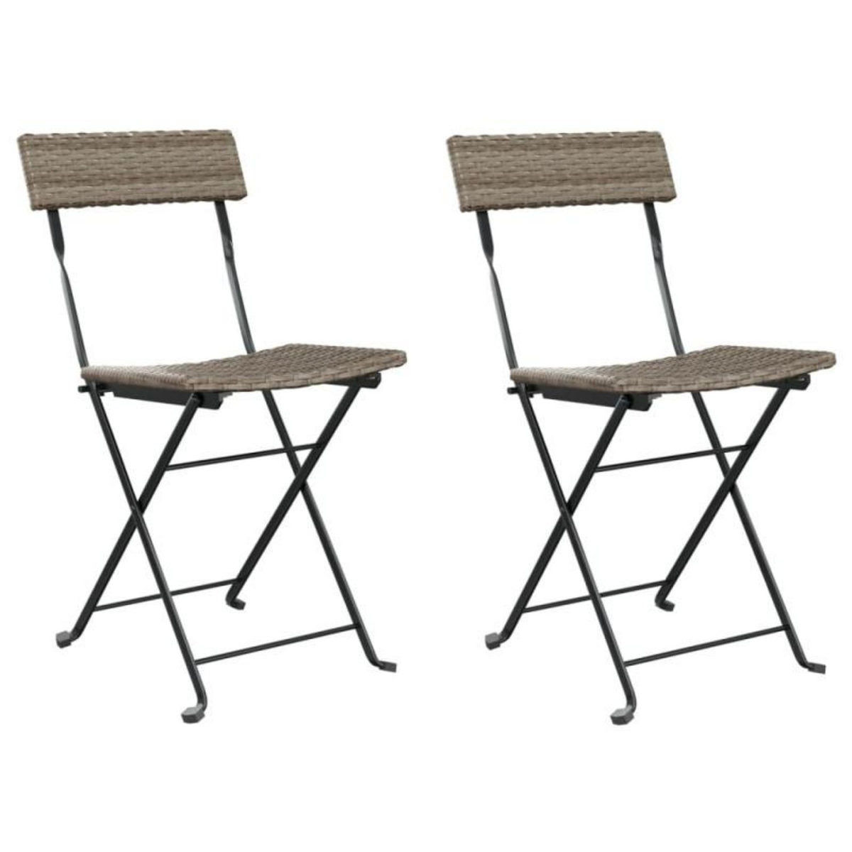 VIDAXL Chaises de bistrot pliantes lot de 2 Gris Résine tressée acier
