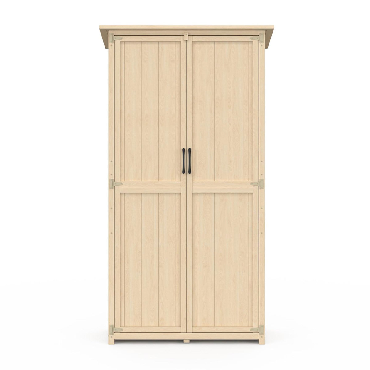 ID MARKET Armoire de jardin en bois 90 x 50 x 160 cm avec toit incliné double porte et étagères