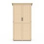 Voir la diapositive 3 : ID MARKET Armoire de jardin en bois 90 x 50 x 160 cm avec toit incliné double porte et étagères