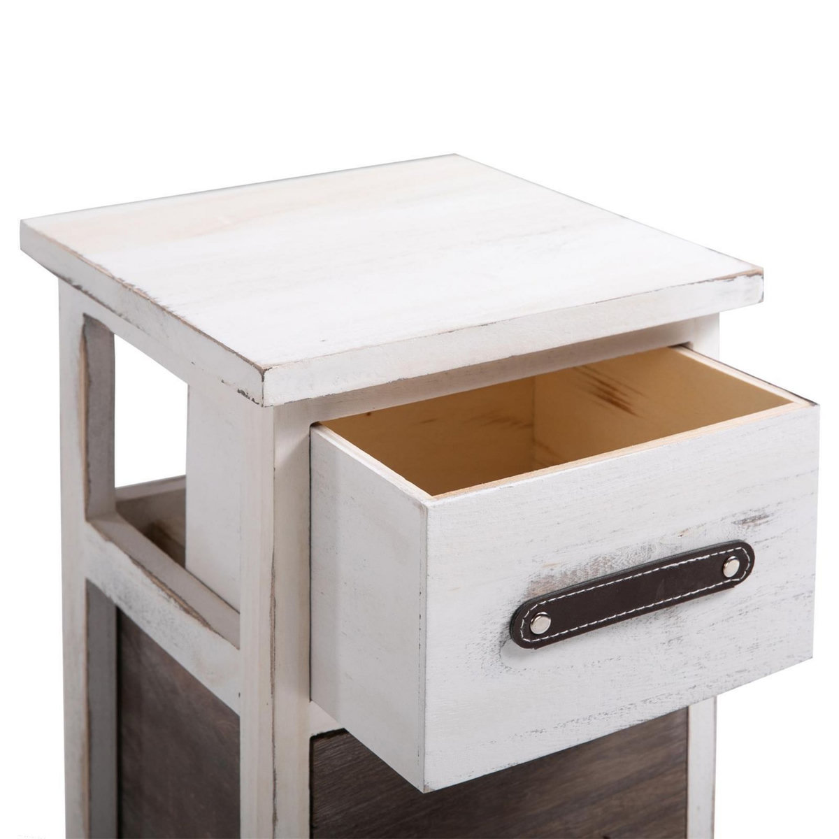 IDIMEX Chiffonnier PADUA en bois, 3 tiroirs, blanc et brun