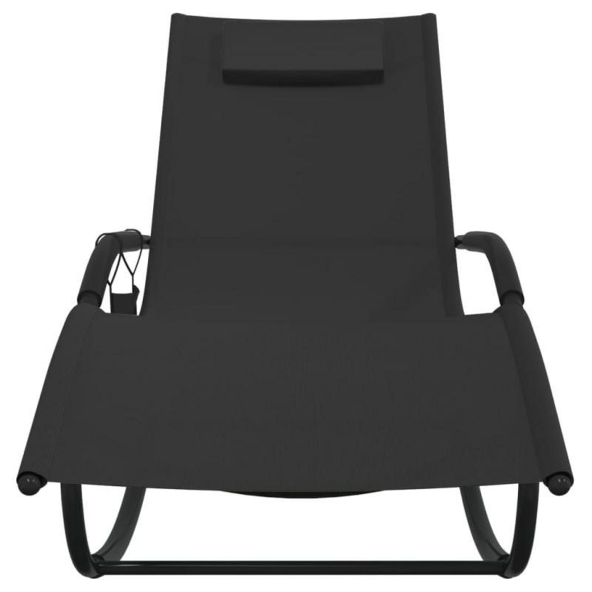 VIDAXL Chaise longue à bascule noir acier et textilène