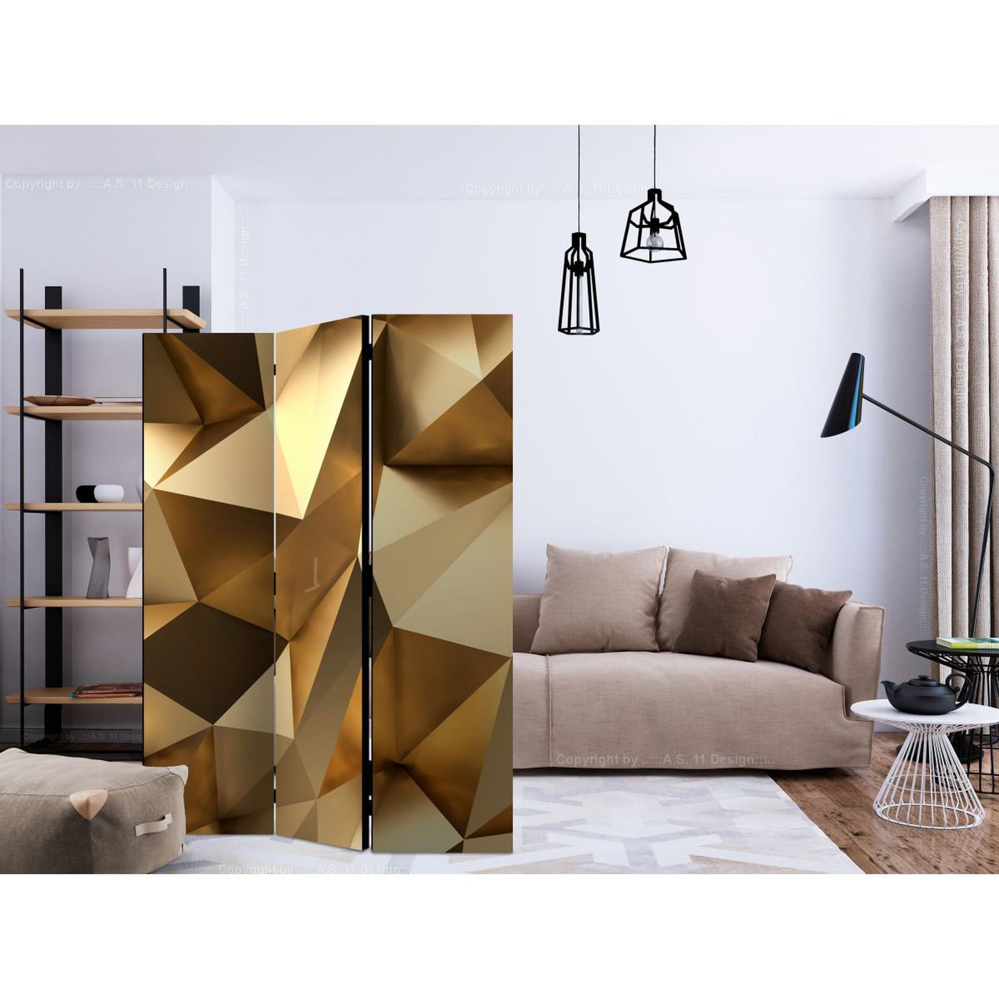 Voir la diapositive 2 : Paris Prix Paravent 3 volets  golden dome  135x172cm