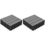 ID MARKET Lot de 10 dalles de terrasse WODHY clipsables bois composite gris 30 x 30 cm