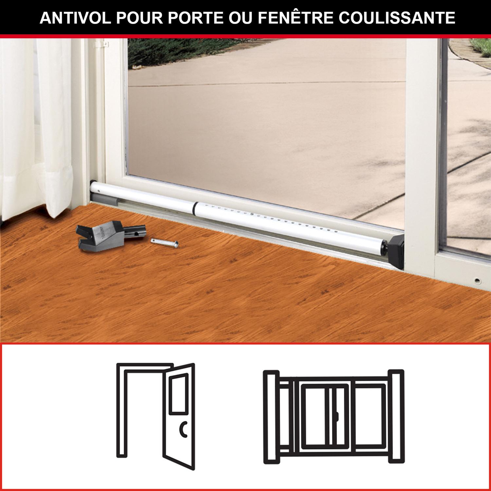 Voir la diapositive 2 : Master lock Antivol pour portes et fenêtres coulissantes [ajustable - de 70 à 112 cm]