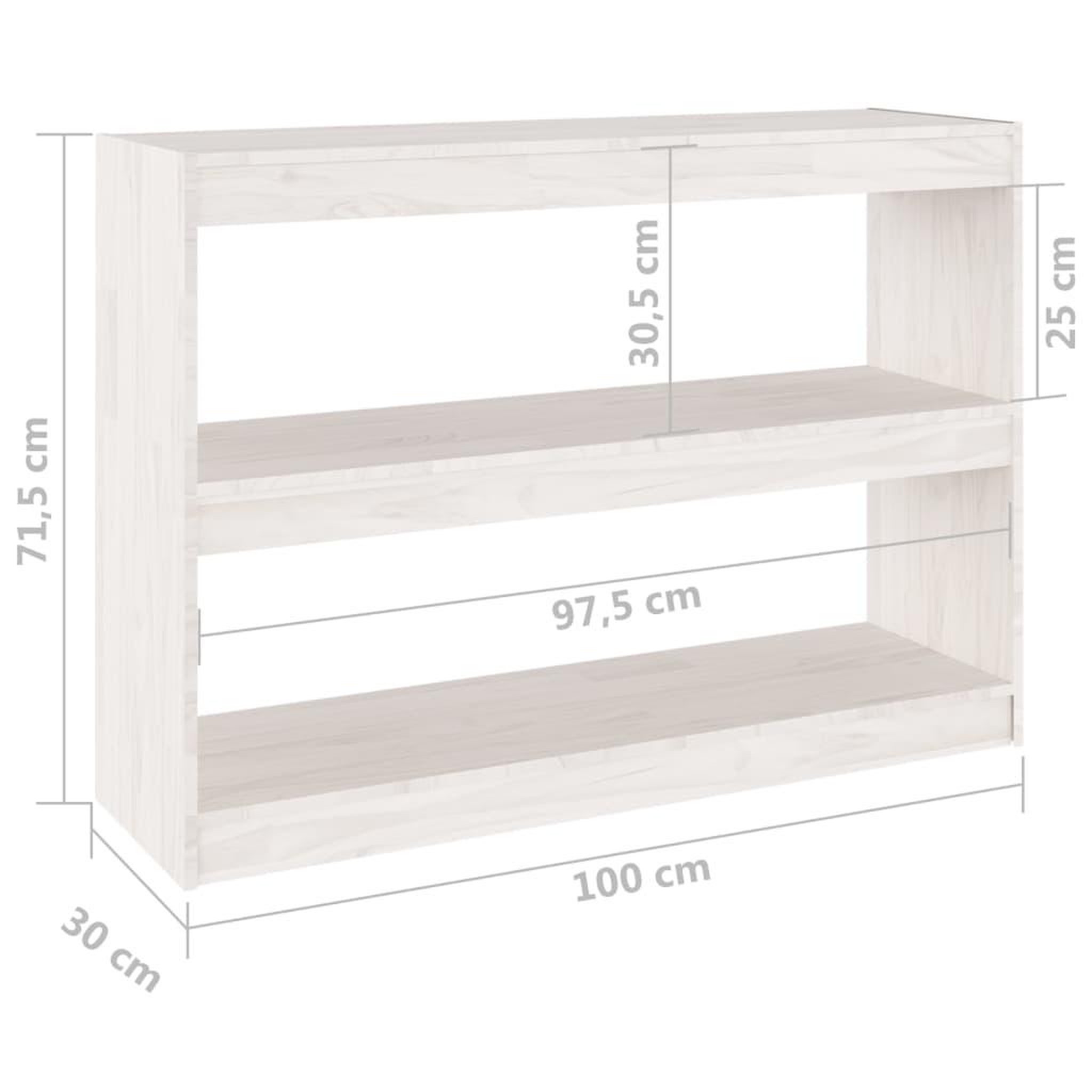 Voir la diapositive 6 : VIDAXL Bibliotheque/Separateur de piece Blanc 100x30x71,5cm Pin massif