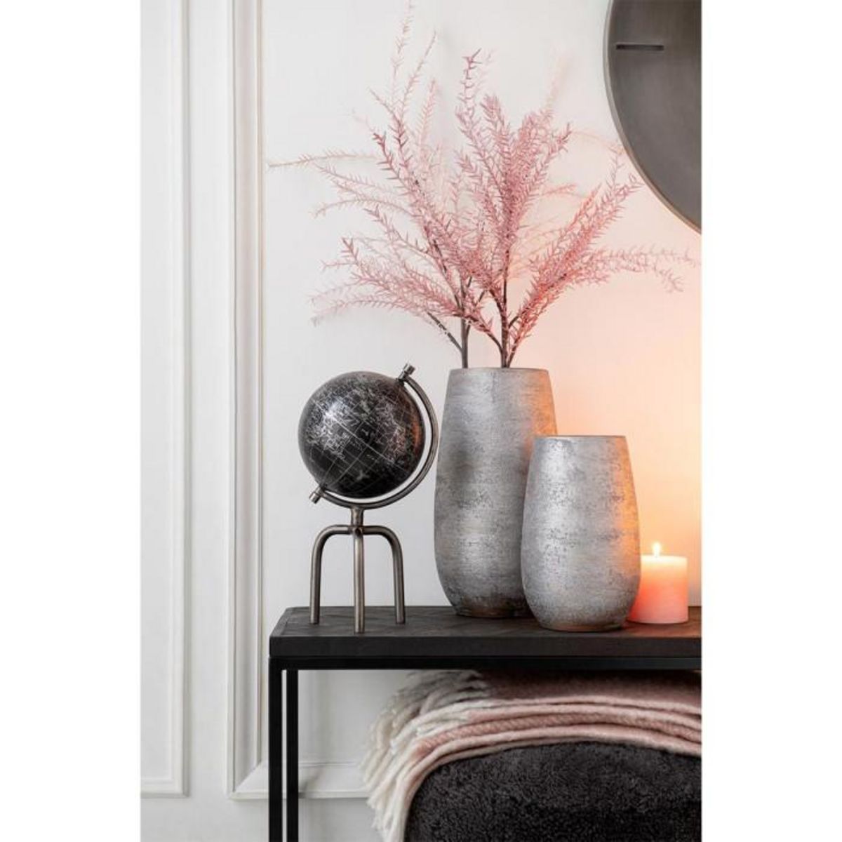 Paris Prix Globe sur Pied Trépied  Smokey  45cm Argent & Noir