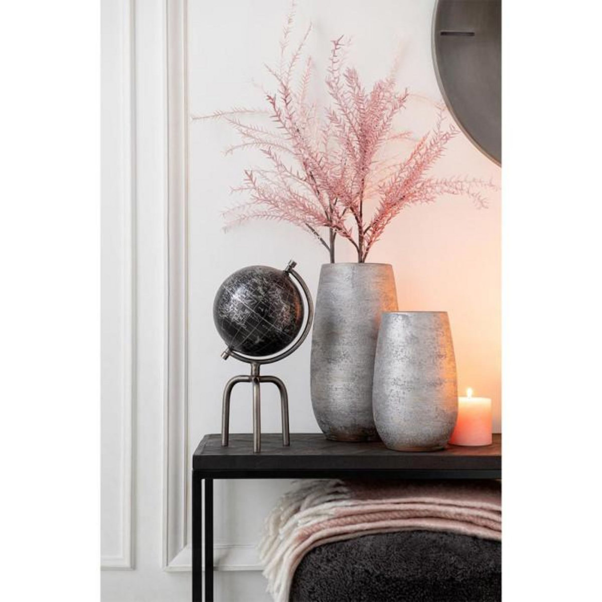 Paris Prix Globe sur Pied Trépied  Smokey  45cm Argent & Noir