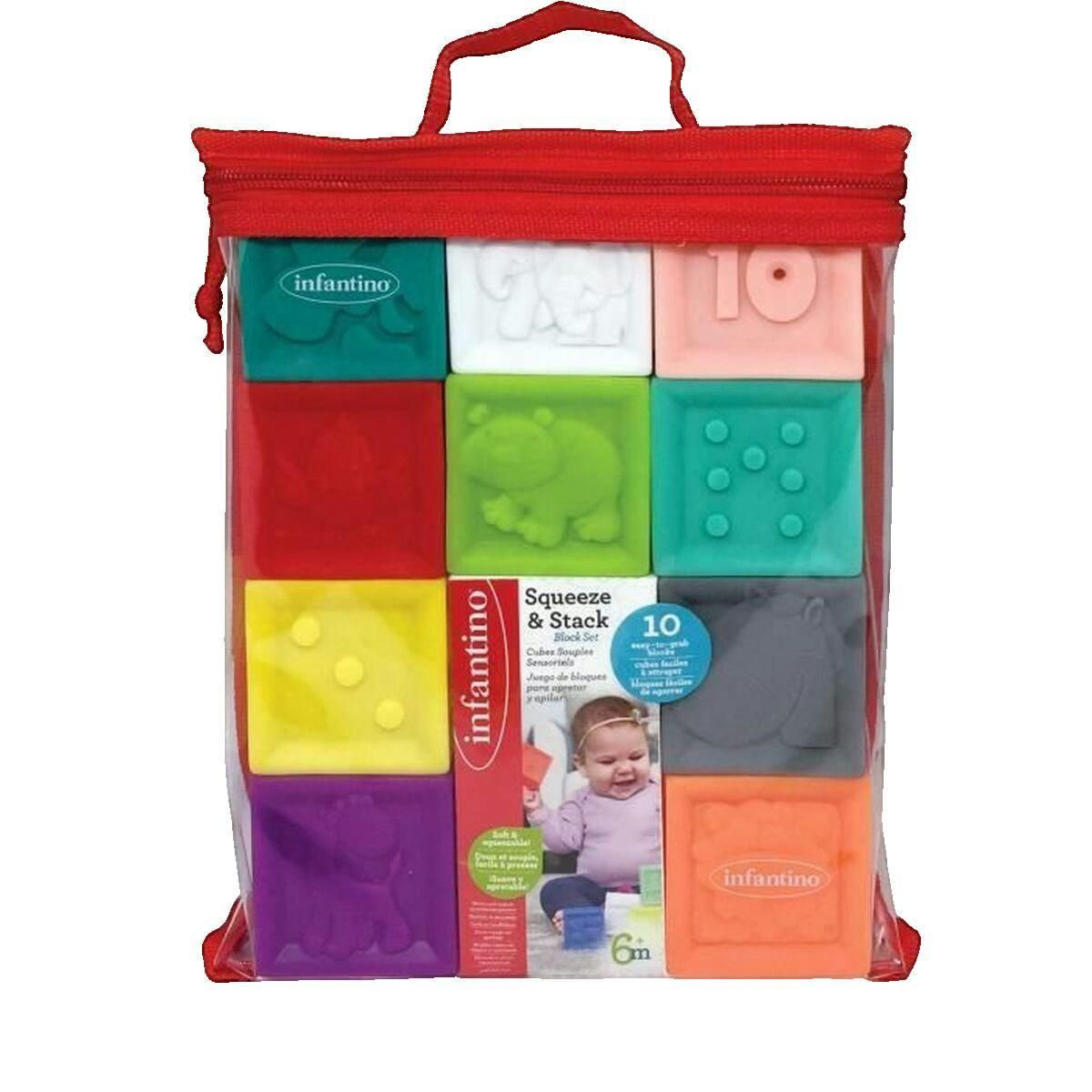 INFANTINO Jeu d'éveil Infantino sac vinyle 10 cubes souples multicolore