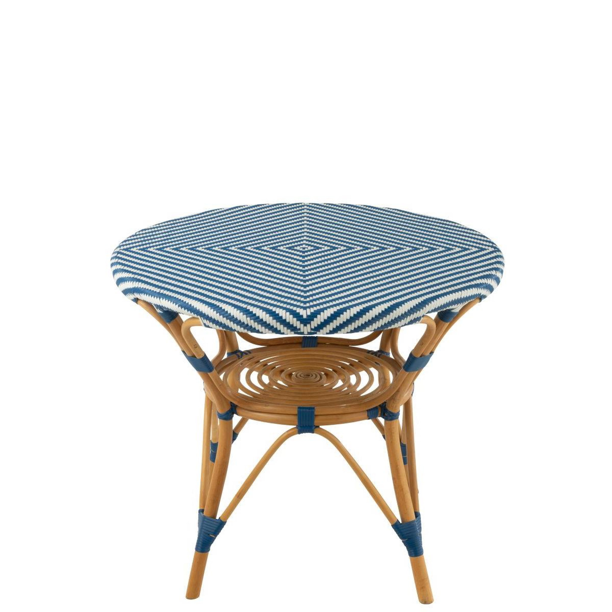 Voir la diapositive 2 : J-LINE Table à manger en rotin  danial  90cm bleu