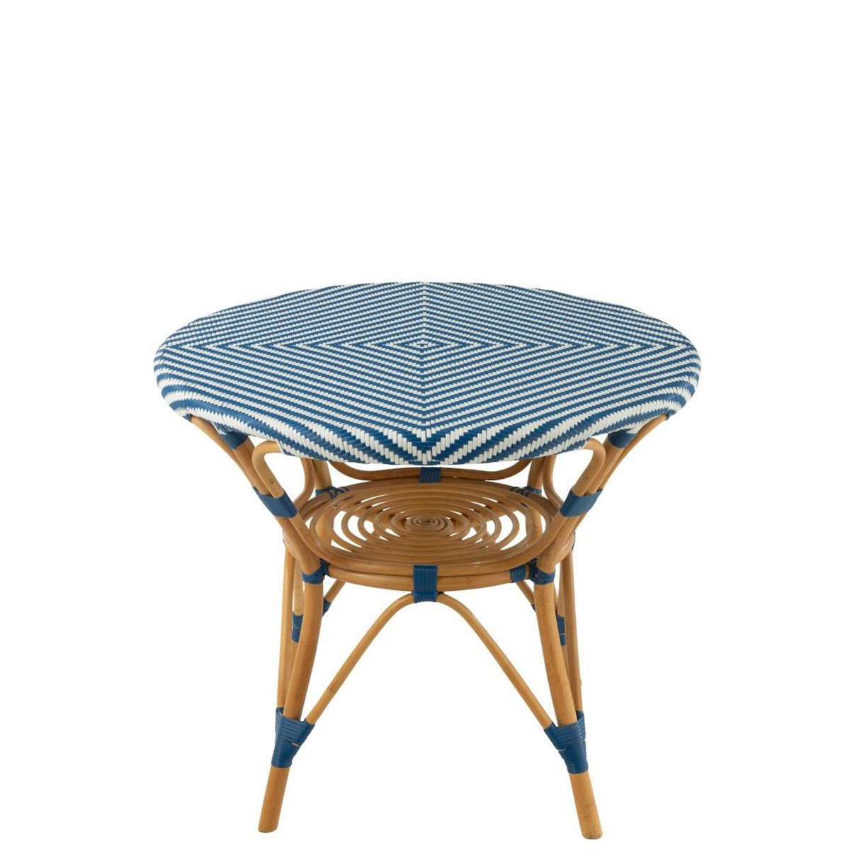 Paris Prix Table à Manger en Rotin  Danial  90cm Bleu