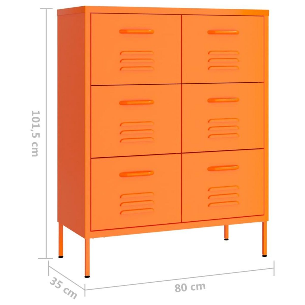 VIDAXL Armoire a tiroirs Orange 80x35x101,5 cm Acier