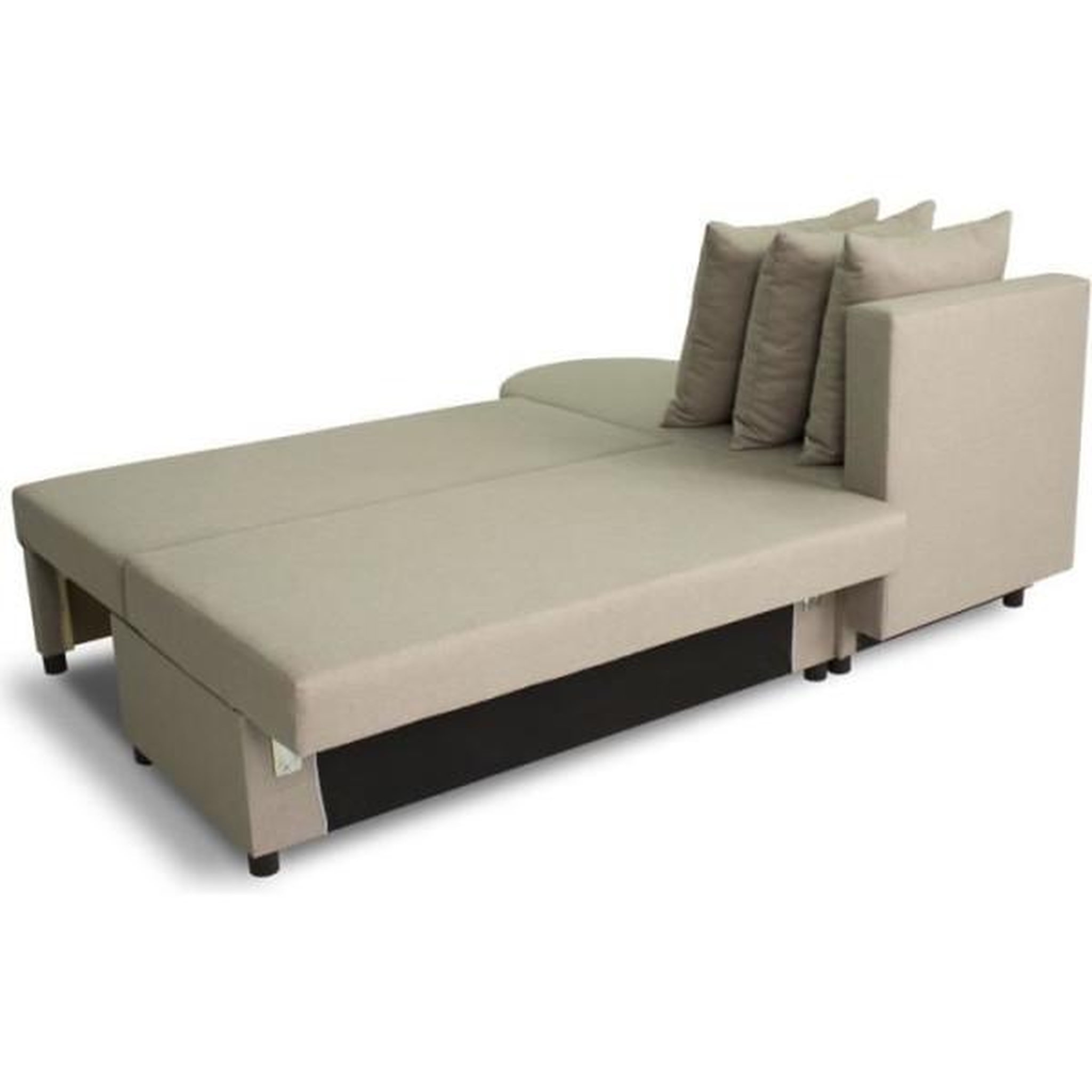 Voir la diapositive 5 : MARKET24 Canapé d'angle convertible réversible 3 places JEN - Tissu Beige - Style contemporain - L196 x H88 x P159 cm