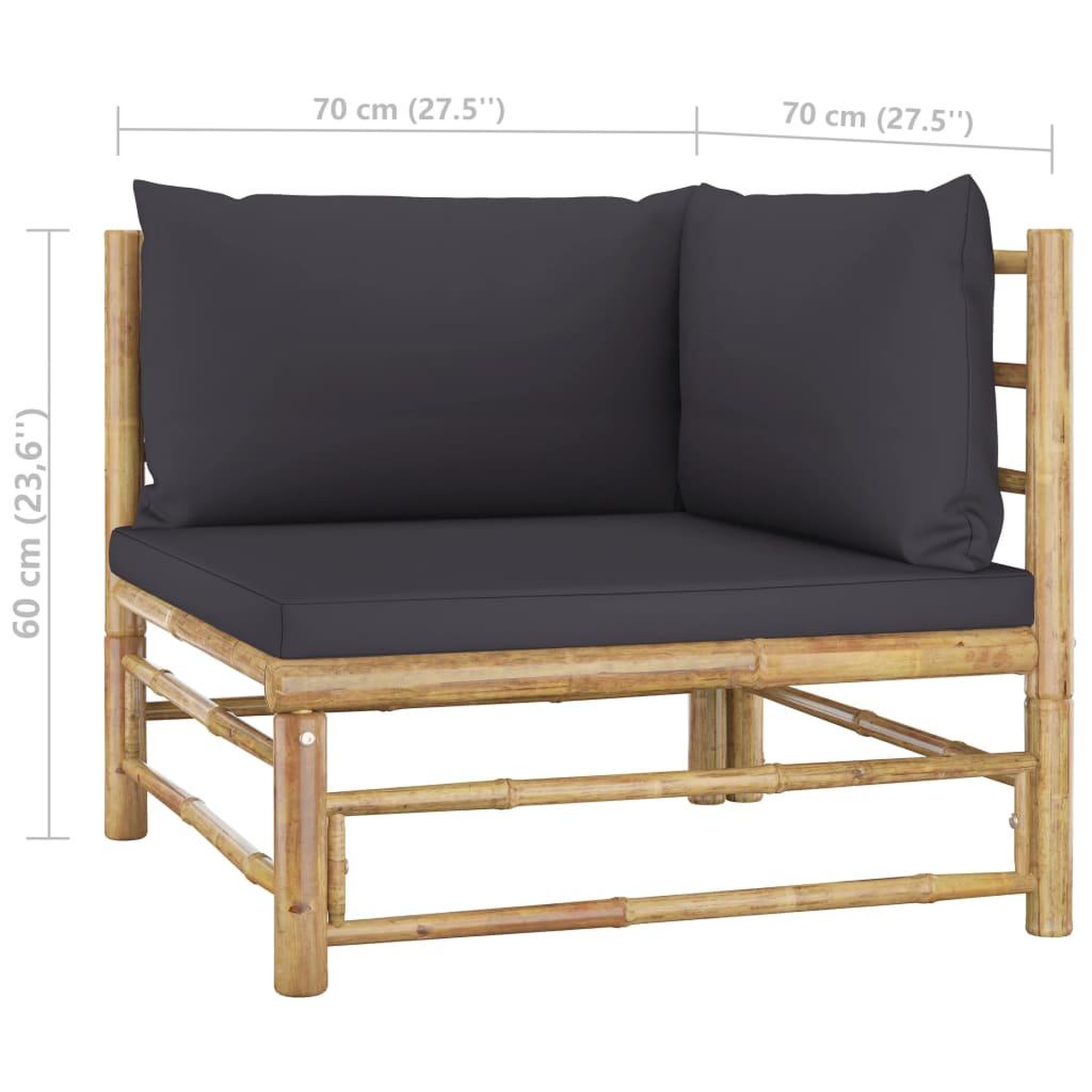 Voir la diapositive 6 : VIDAXL Salon de jardin 5 pcs avec coussins gris fonce bambou