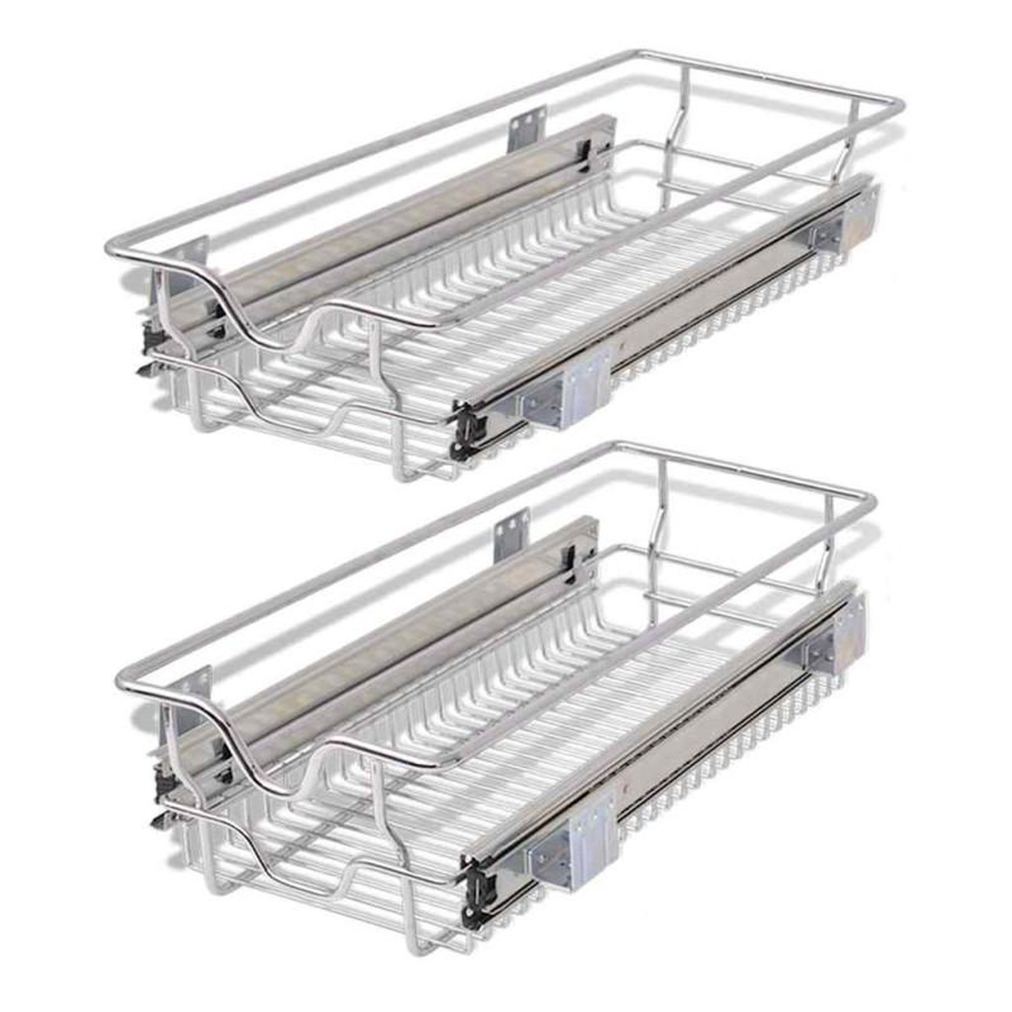 Voir la diapositive 2 : VIDAXL Panier en treillis métallique 2 pcs 300 mm Argenté