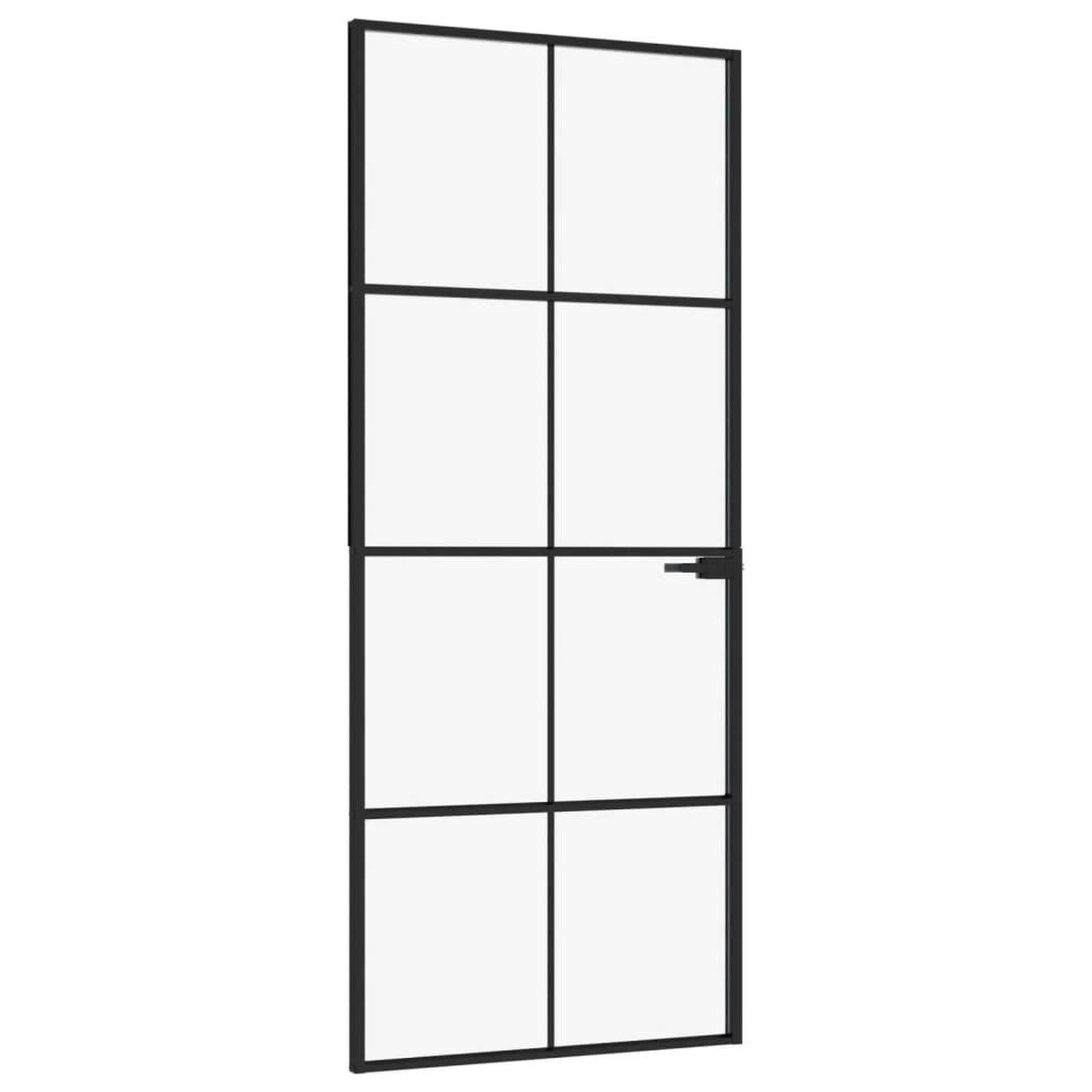 Voir la diapositive 2 : VIDAXL Porte d'interieur Noir 83x201,5 cm Trempe verre aluminium fin