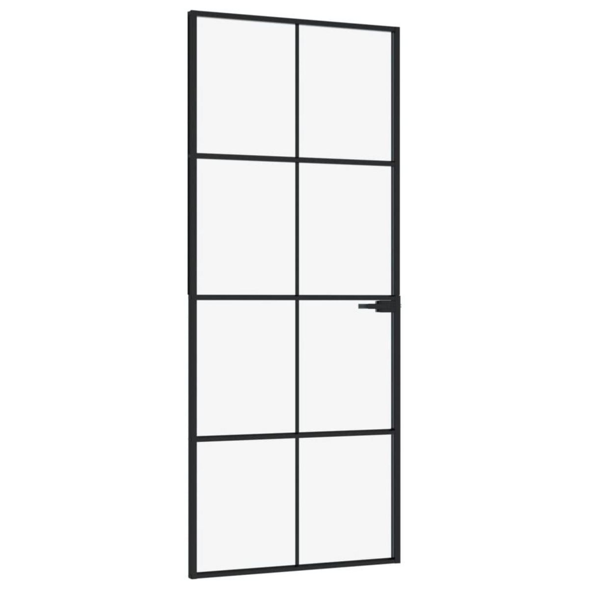 VIDAXL Porte d'interieur Noir 83x201,5 cm Trempe verre aluminium fin