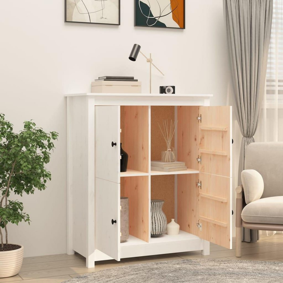 VIDAXL Buffet Blanc 83x41,5x100 cm Bois massif de pin