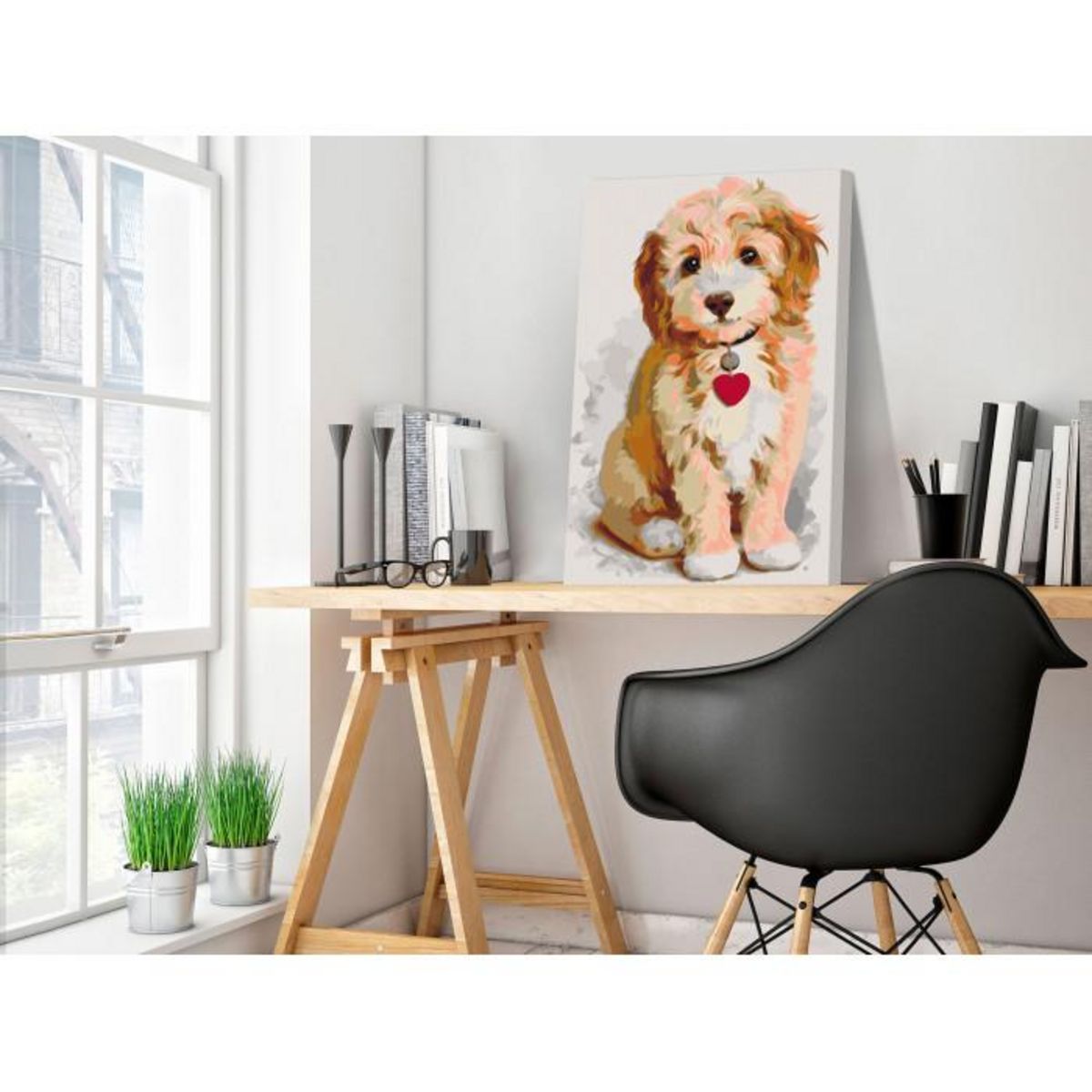 Paris Prix Tableau à Peindre Soi-Même  Chiot  40x60cm