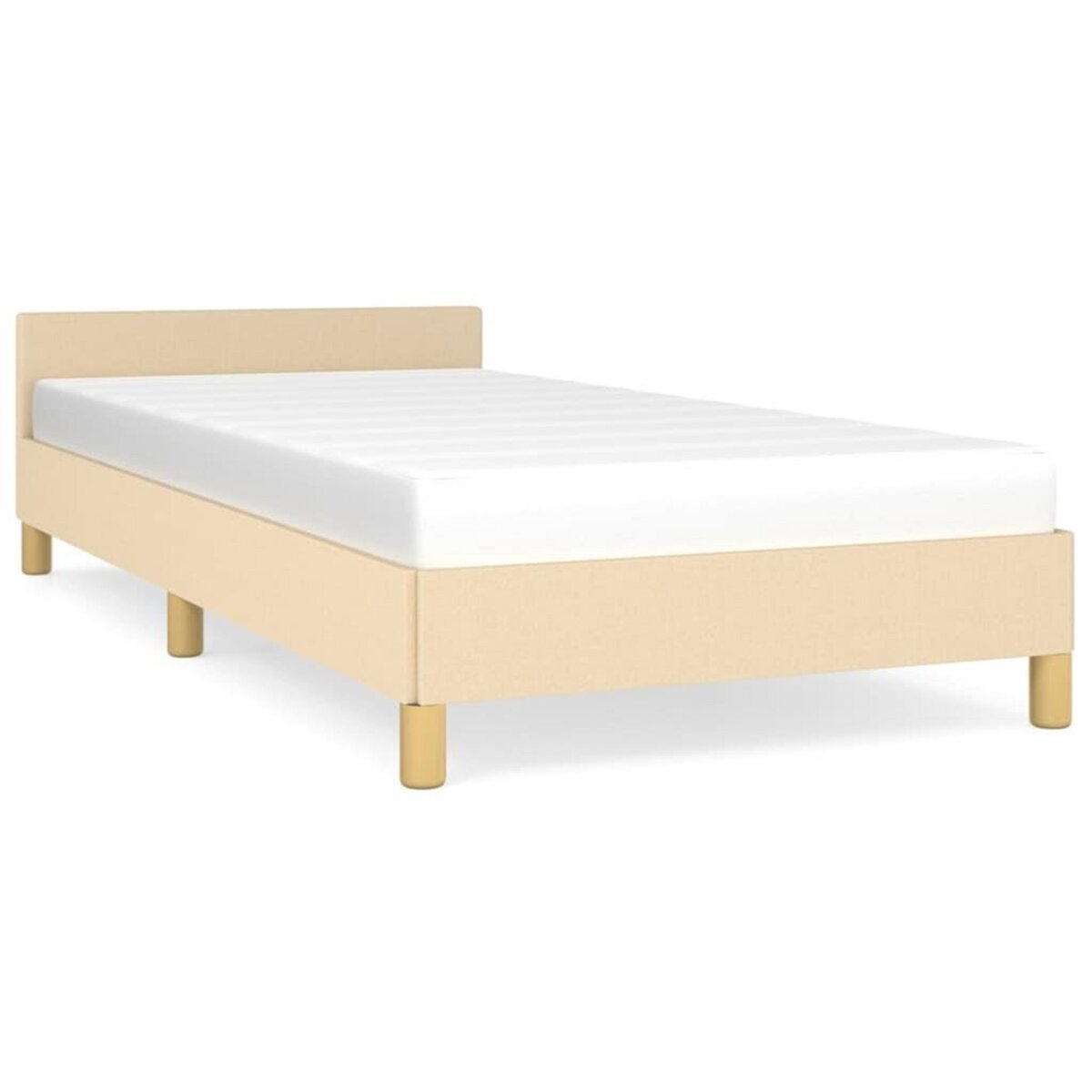 VIDAXL Cadre de lit avec tete de lit sans matelas creme 90x200cm tissu