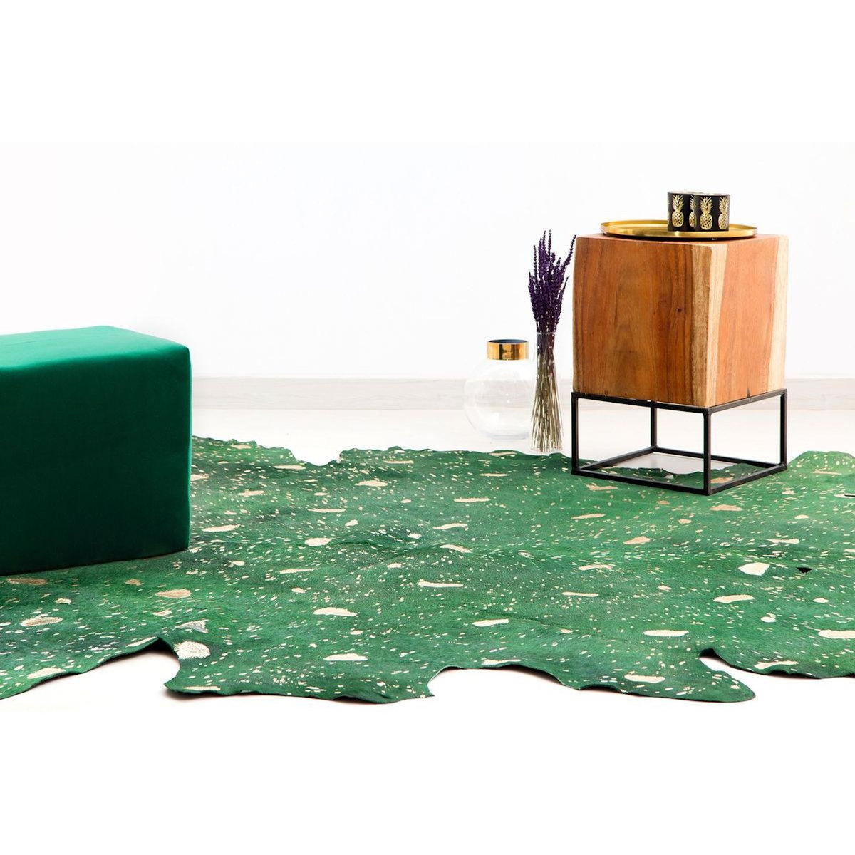 Paris Prix Tapis Peau de Vache  Fly  Vert & Or