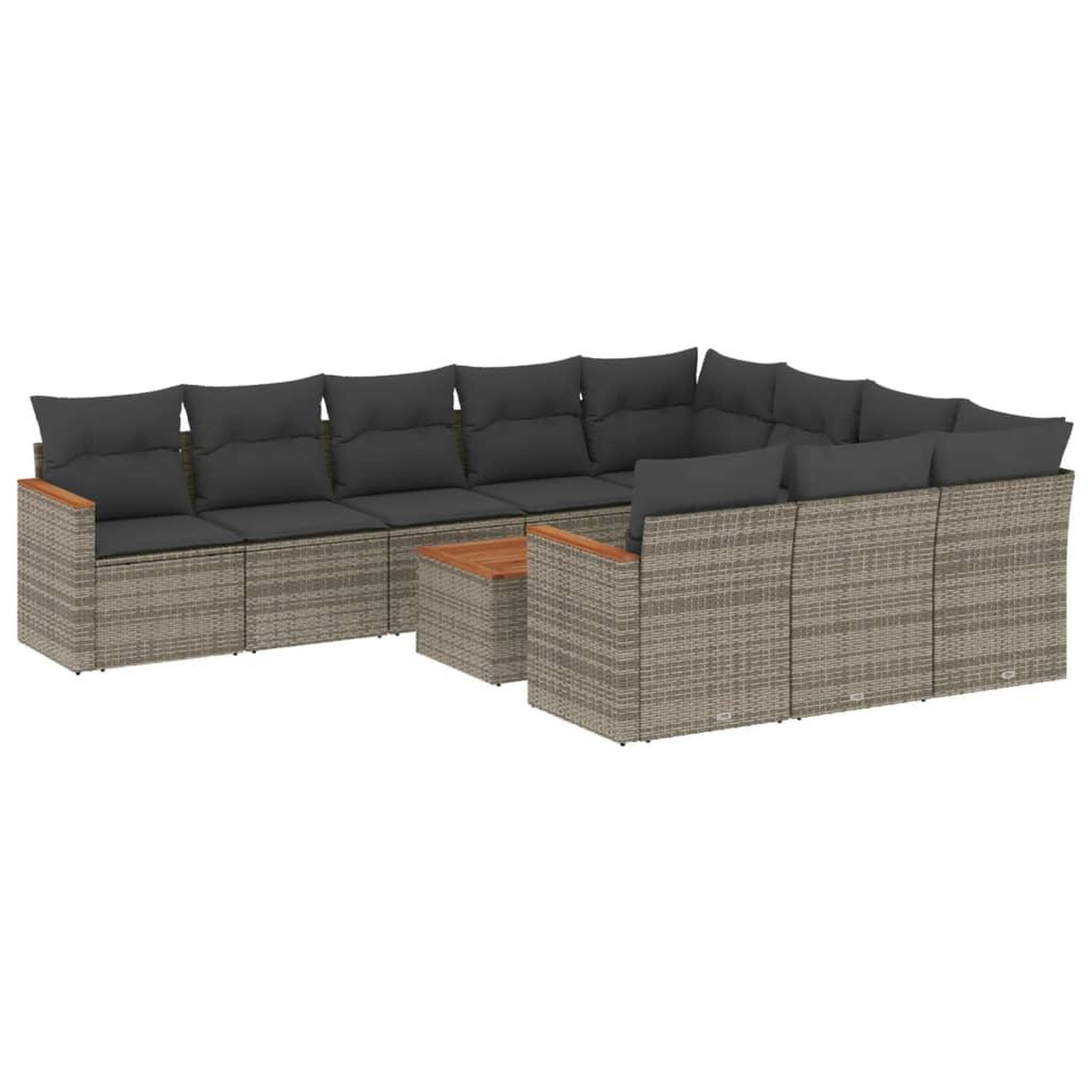 Voir la diapositive 2 : VIDAXL Salon de jardin 11 pcs avec coussins gris resine tressee
