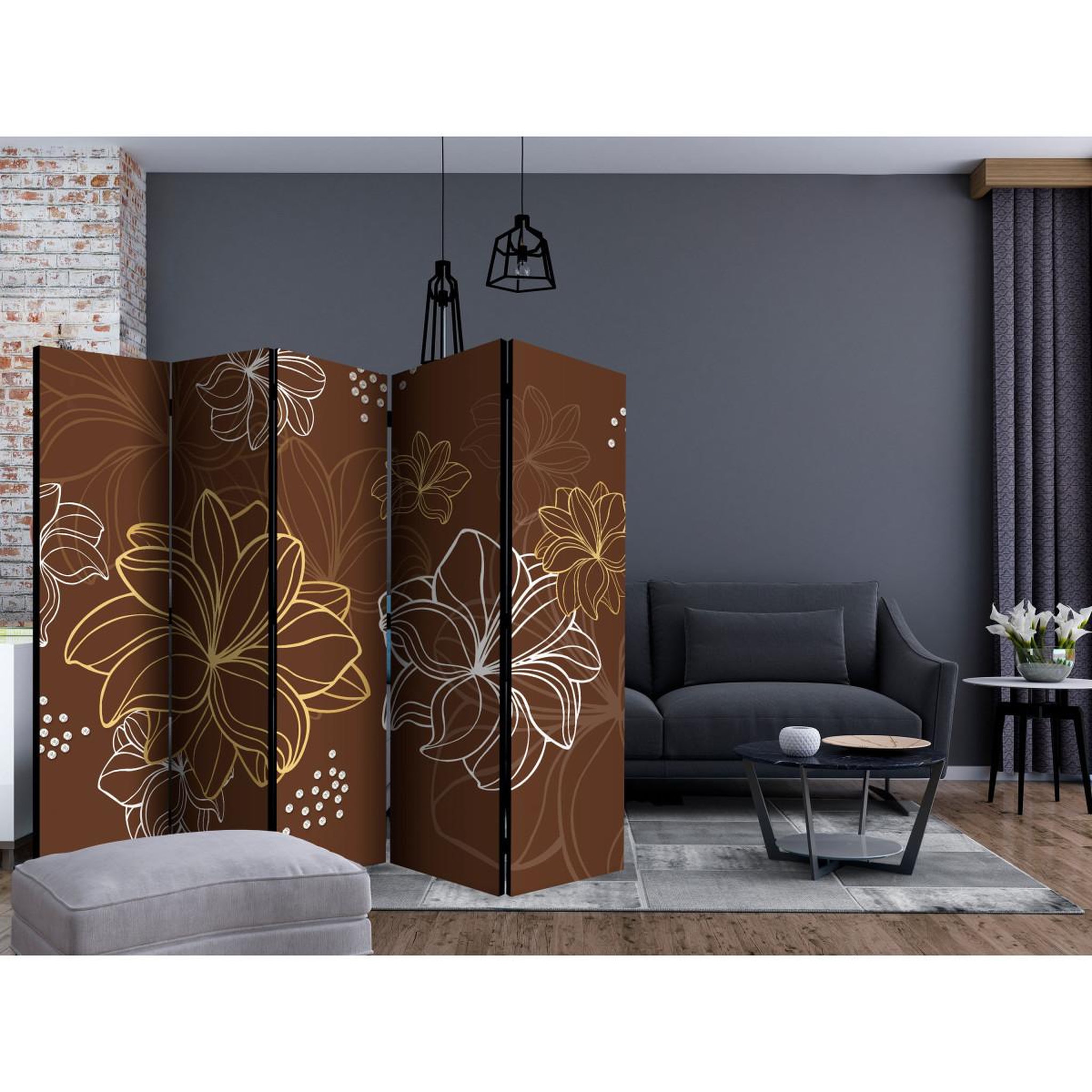 Voir la diapositive 2 : Paris Prix Paravent 5 volets  autumnal flora  172x225cm