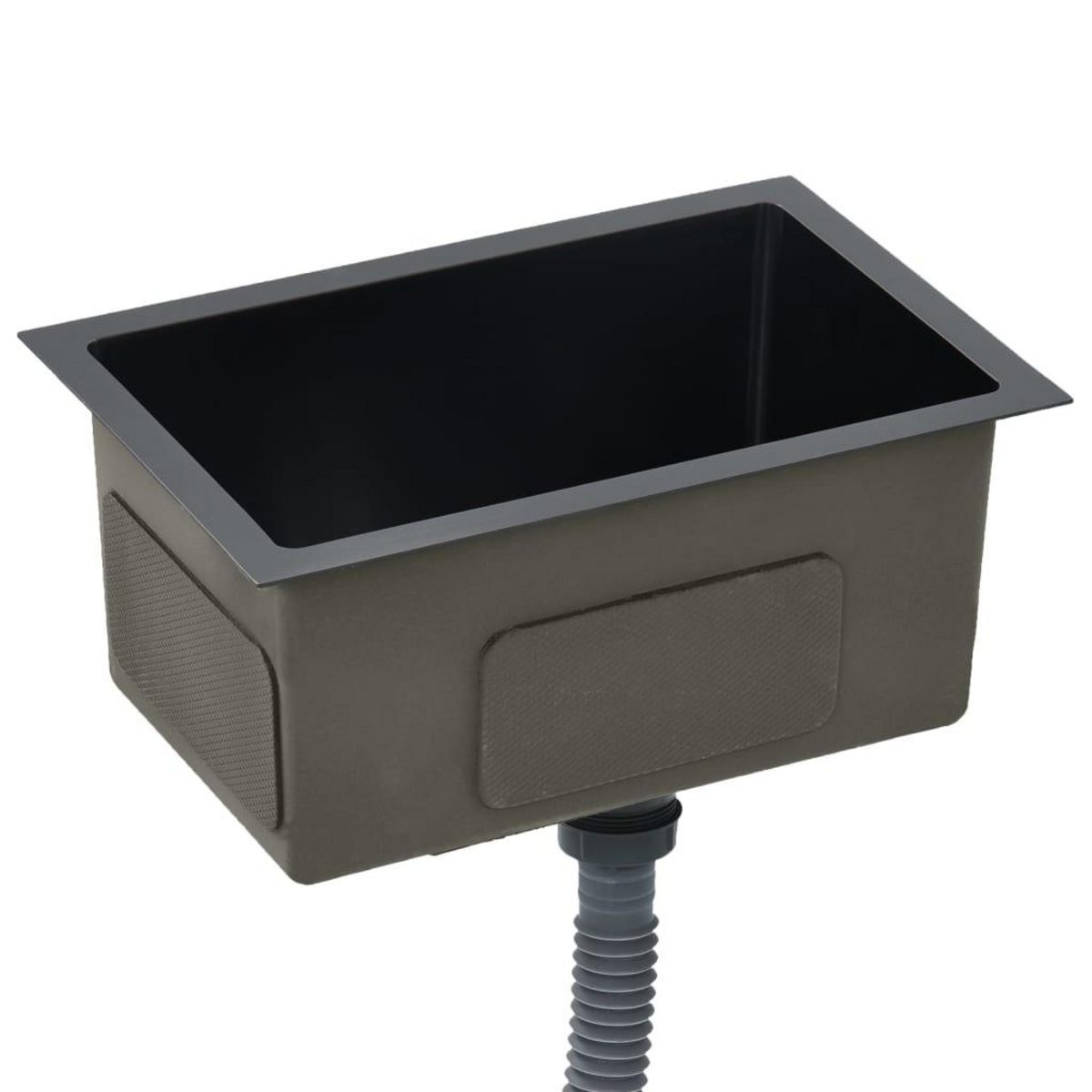 VIDAXL Evier de cuisine fait a la main Noir Acier inoxydable