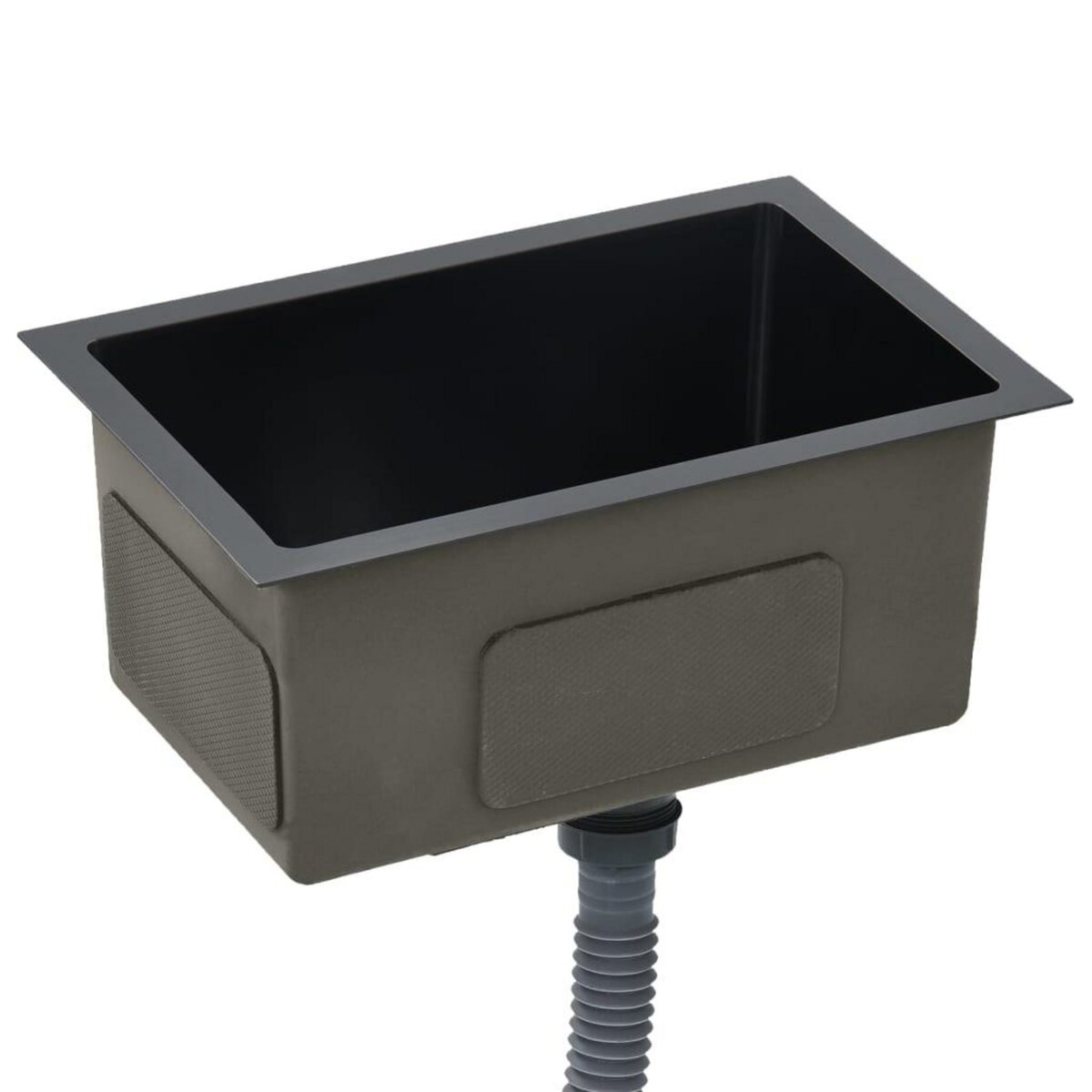 VIDAXL Evier de cuisine fait a la main Noir Acier inoxydable