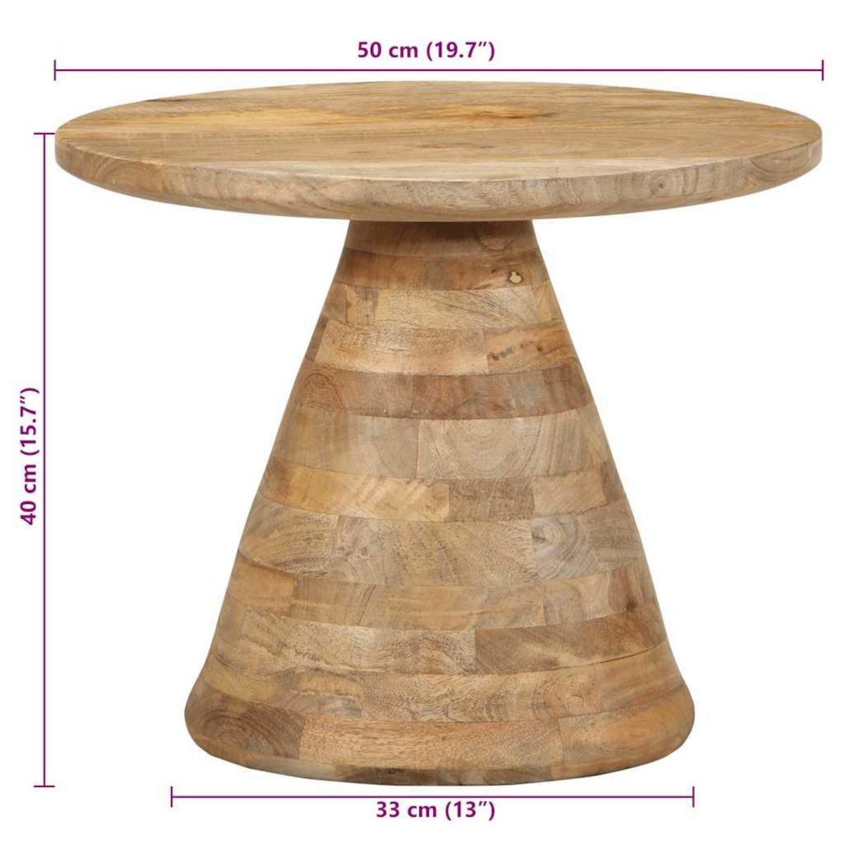 VIDAXL Table d'appoint Ø50x40 cm bois de manguier massif