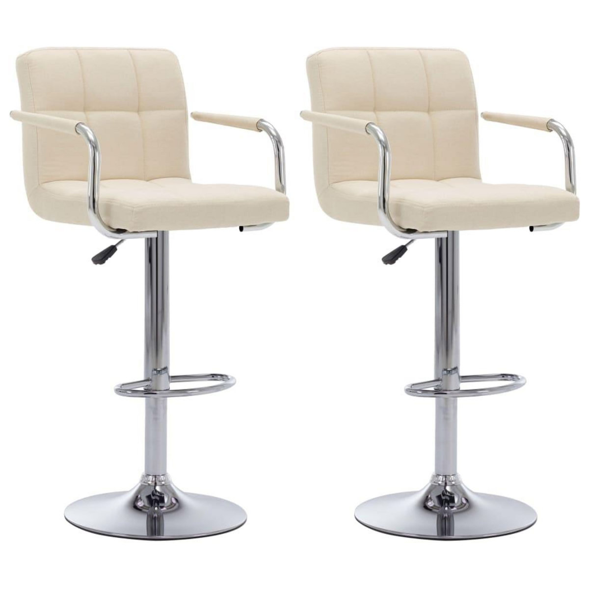 VIDAXL Chaises de bar lot de 2 creme tissu