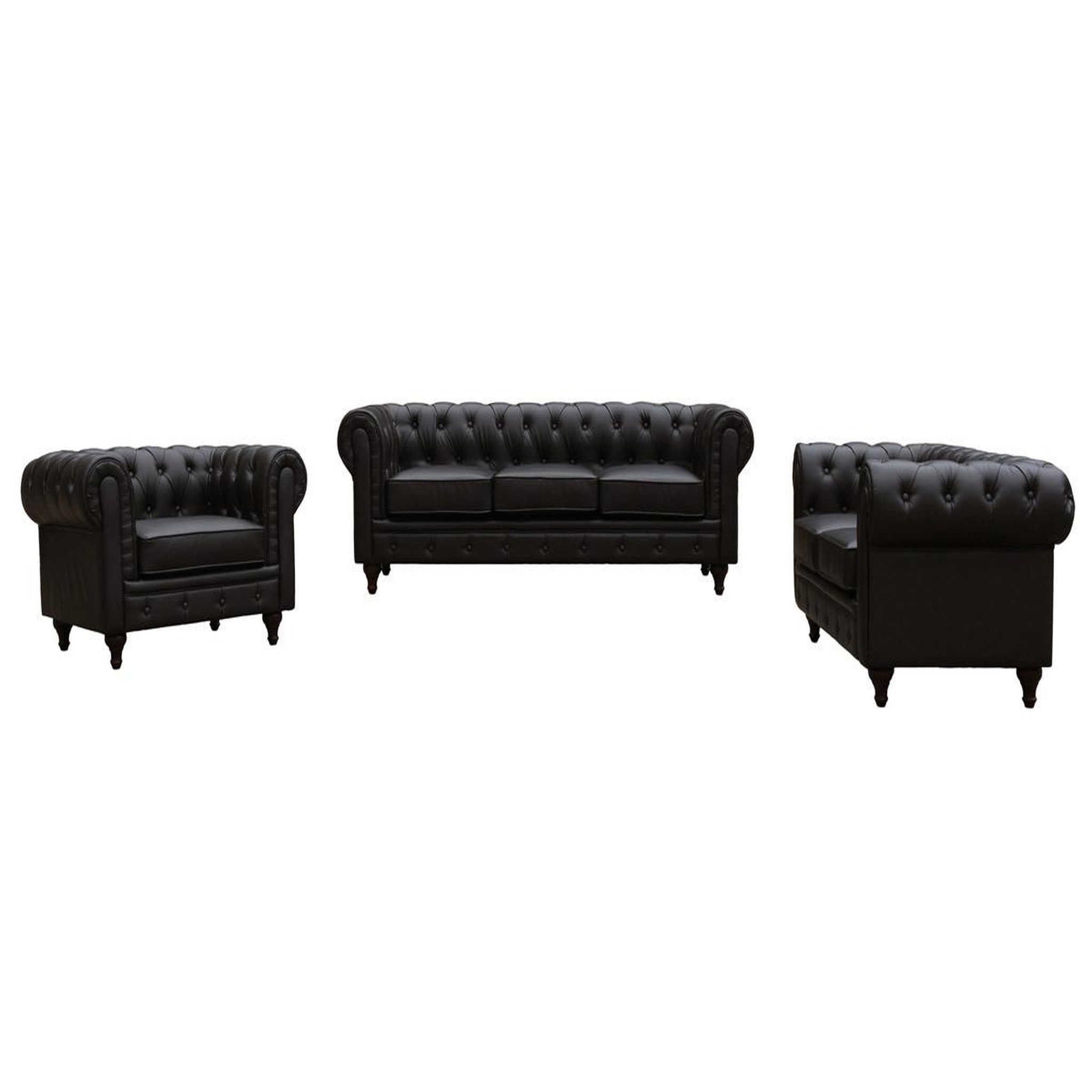 Voir la diapositive 3 : Habitat et Jardin Canapé fixe chesterfield  aliza  - 157 x 82 x 70 cm - 2 places - marron