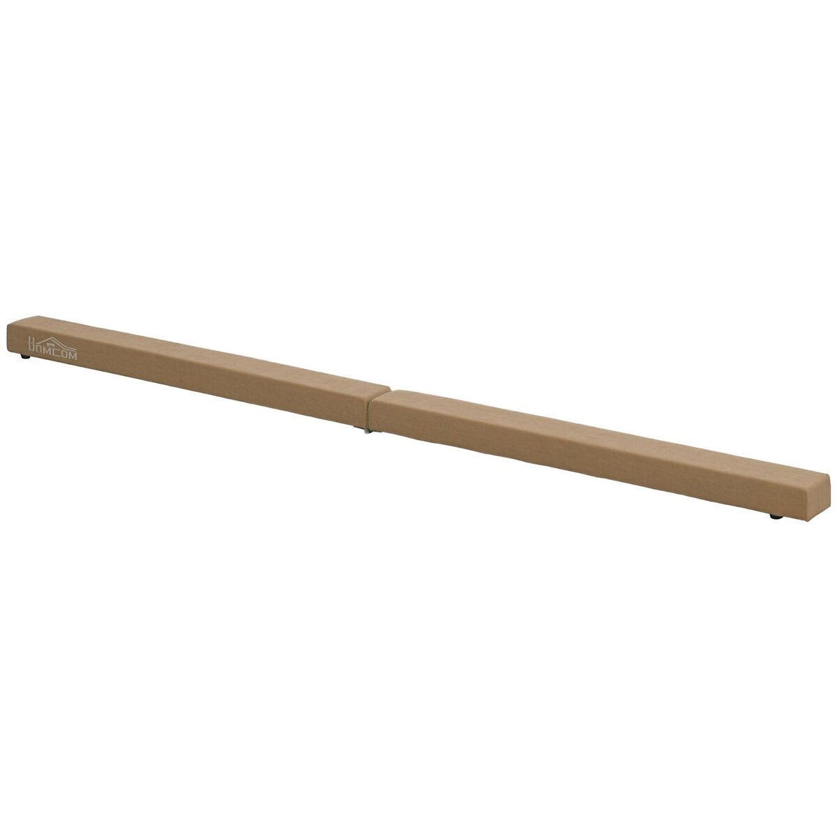 HOMCOM Poutre gymnastique pliable 210 cm - poutre d'équilibre antidérapante - bois de pin toucher daim marron