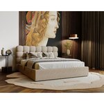 BEST MOBILIER Lotus - lit coffre - 160x200 cm - sommier inclus - en tissu bouclette. Coloris disponibles : Marron